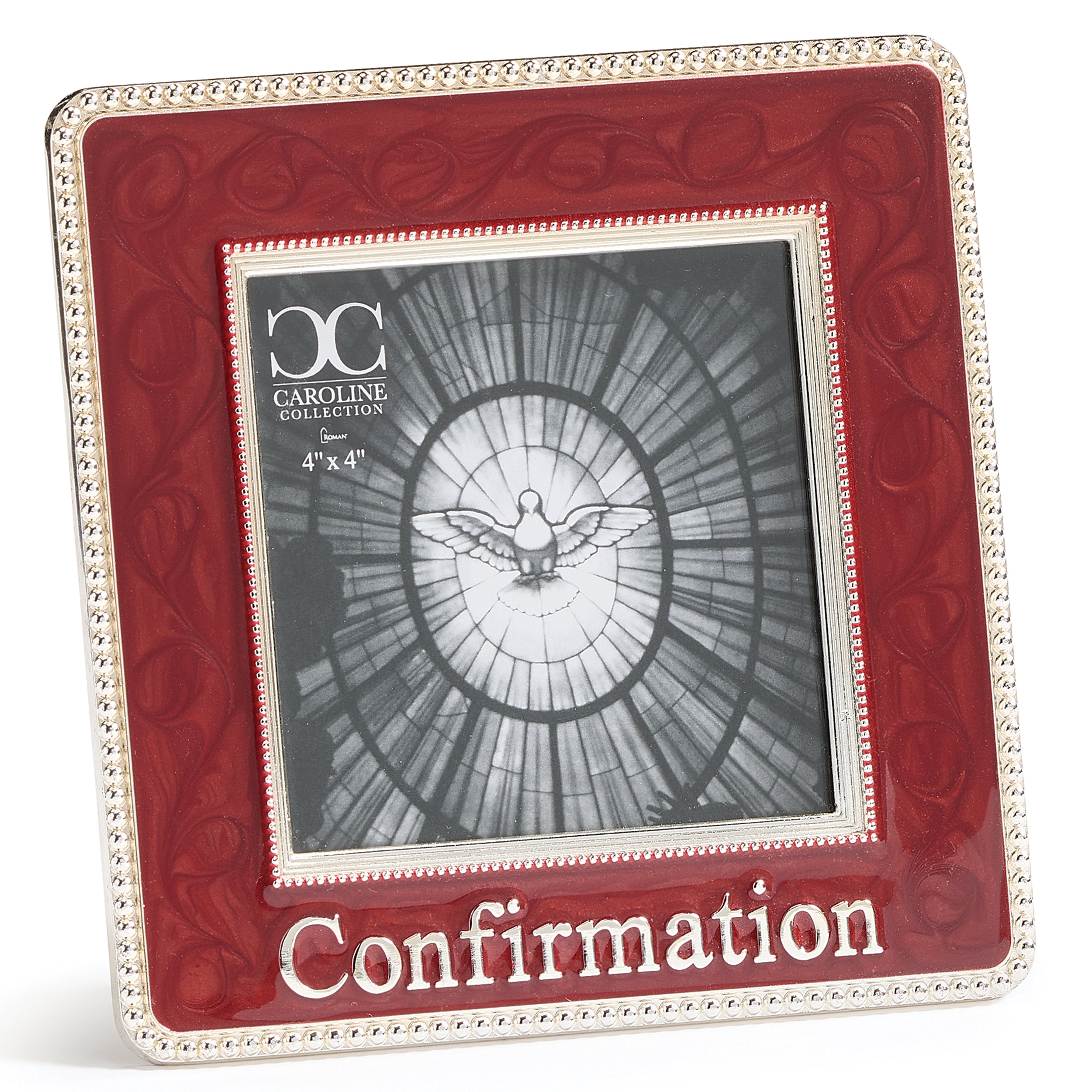 Caroline Collection Crimson Red Confirmation Frame with Silver Accents