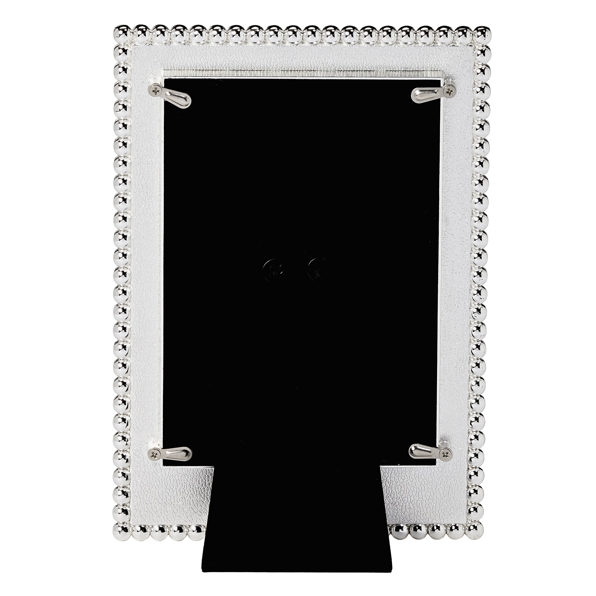 Silver beaded picture frame on a white background