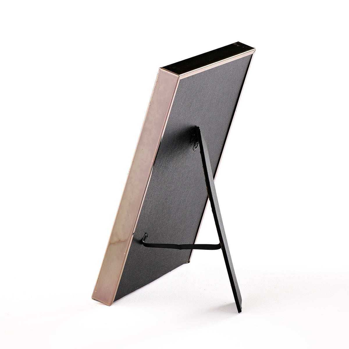 Angled view of Always in My Heart Memorial Picture Frame showing the silver-tone frame and tabletop easel stand