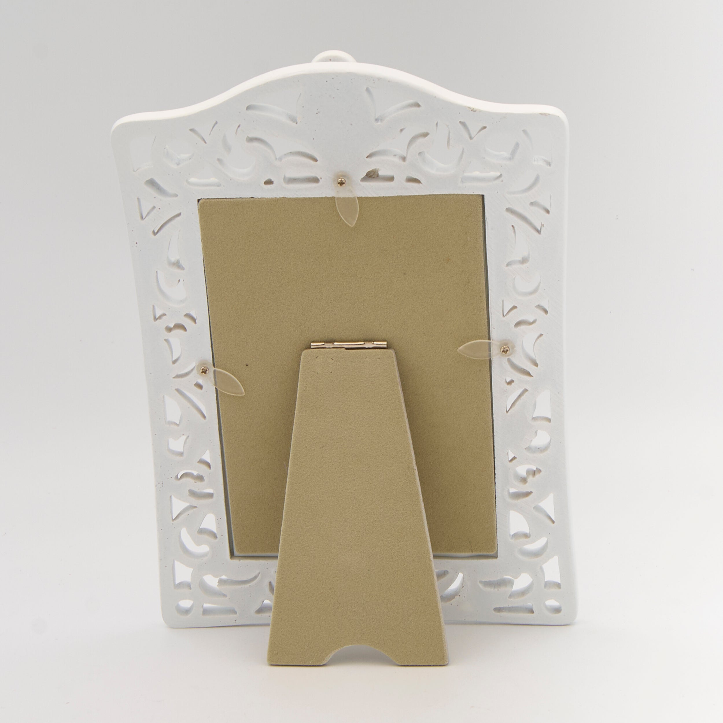 White & Gold Scroll First Communion Photo Frame