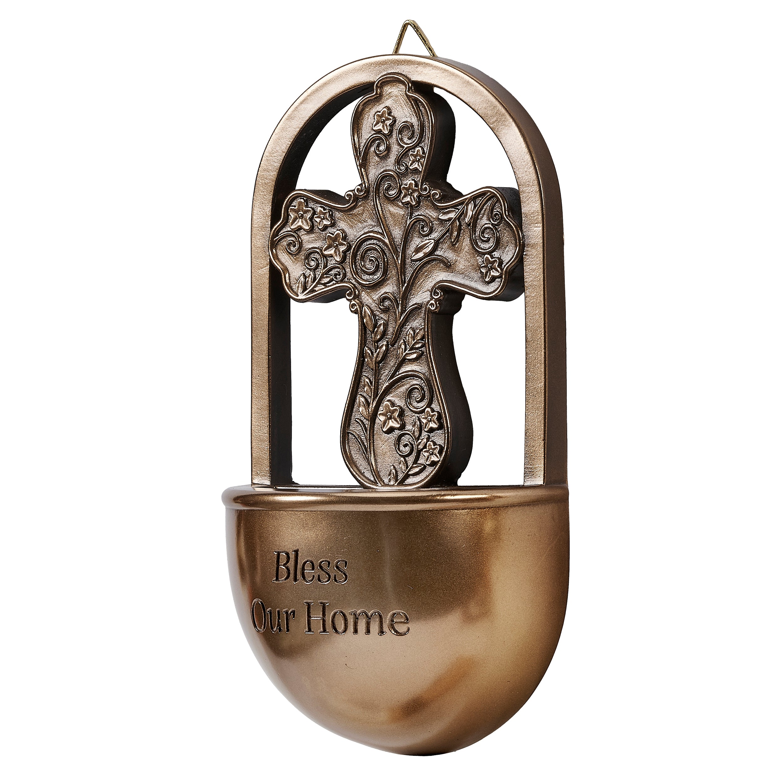 "Bless Our Home" Bronze Holy Water Font