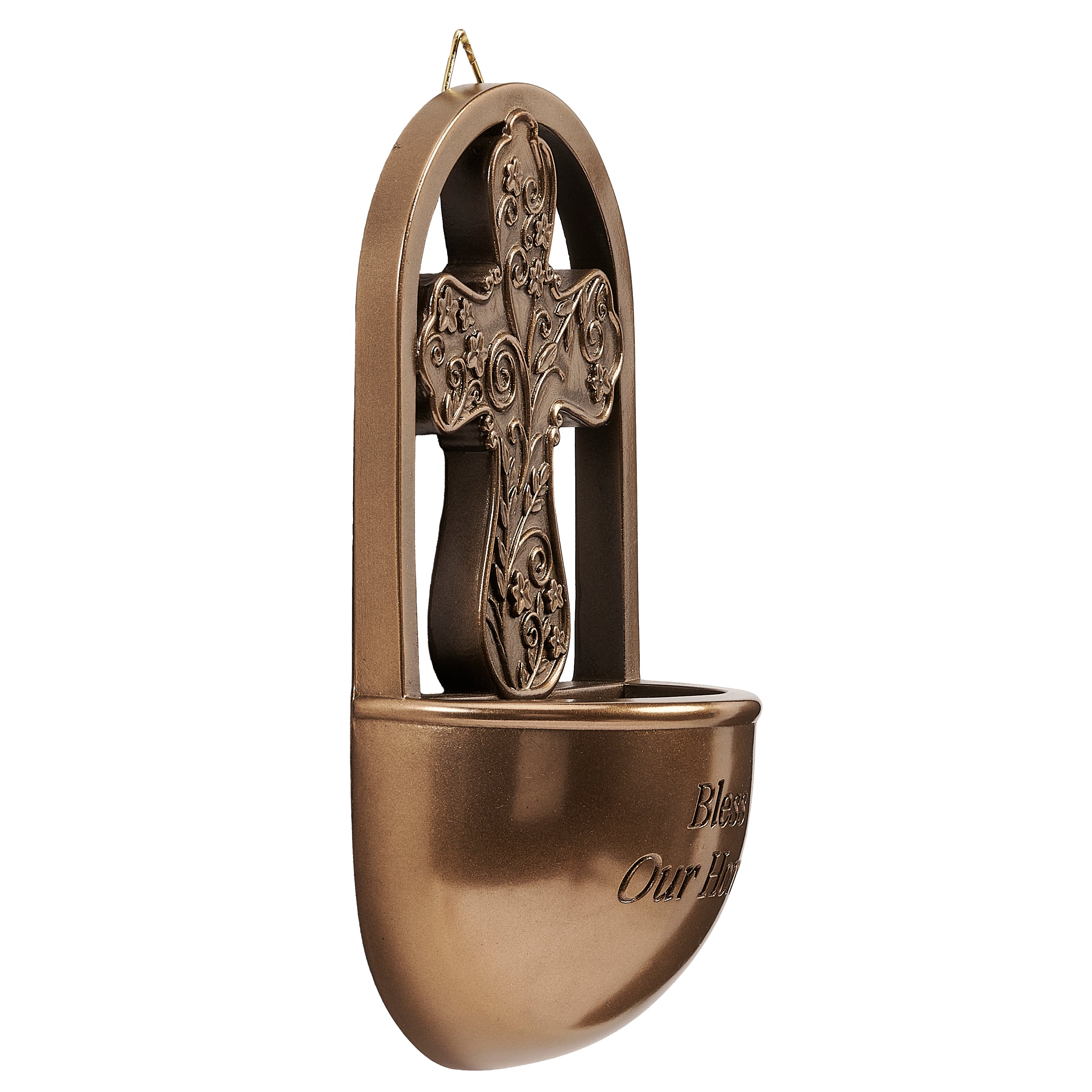"Bless Our Home" Bronze Holy Water Font
