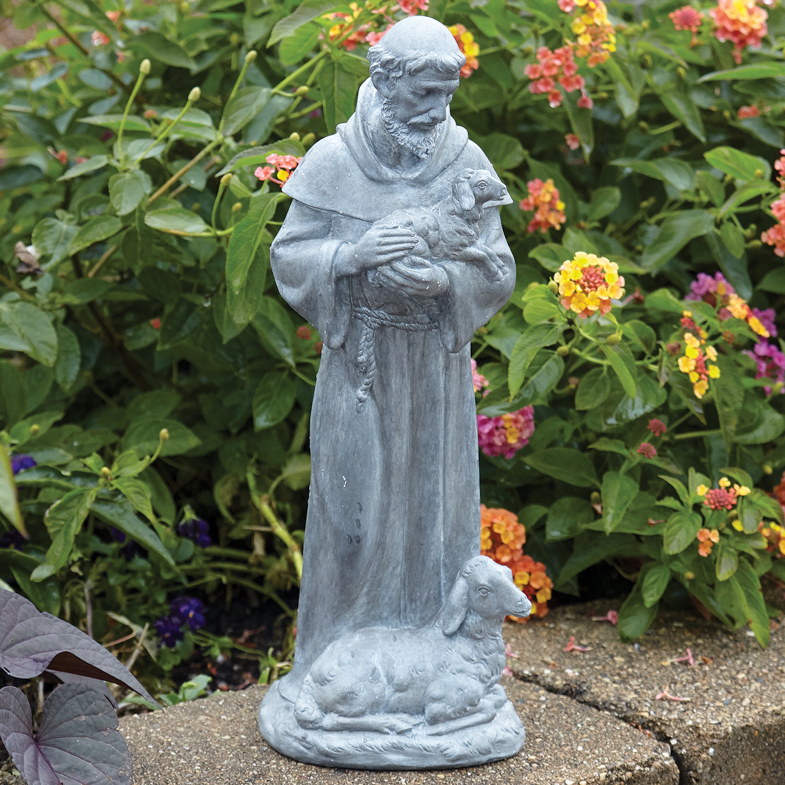 St. Francis with Lambs Garden Statue