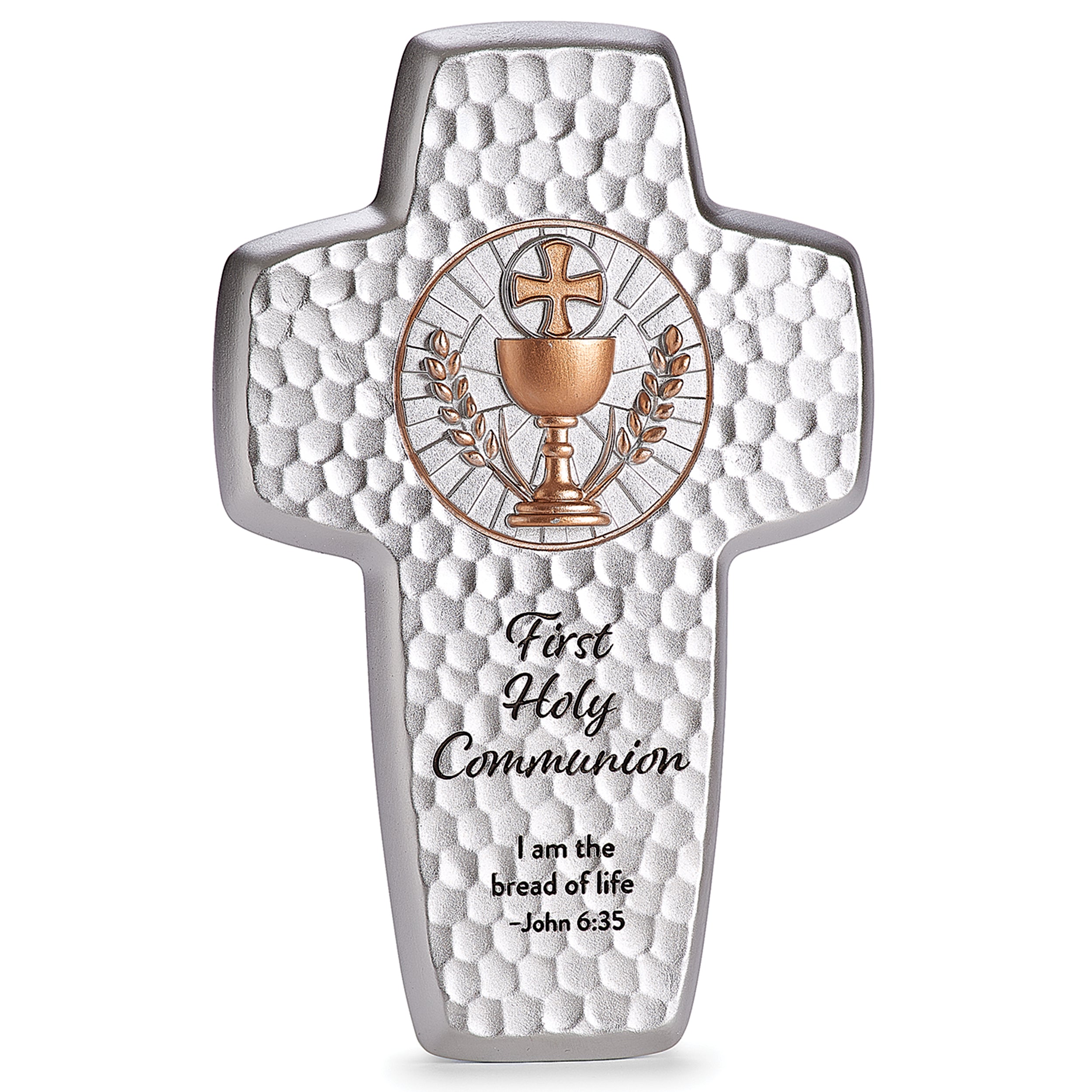 Bread of Life First Communion Wall Cross with Chalice Emblem