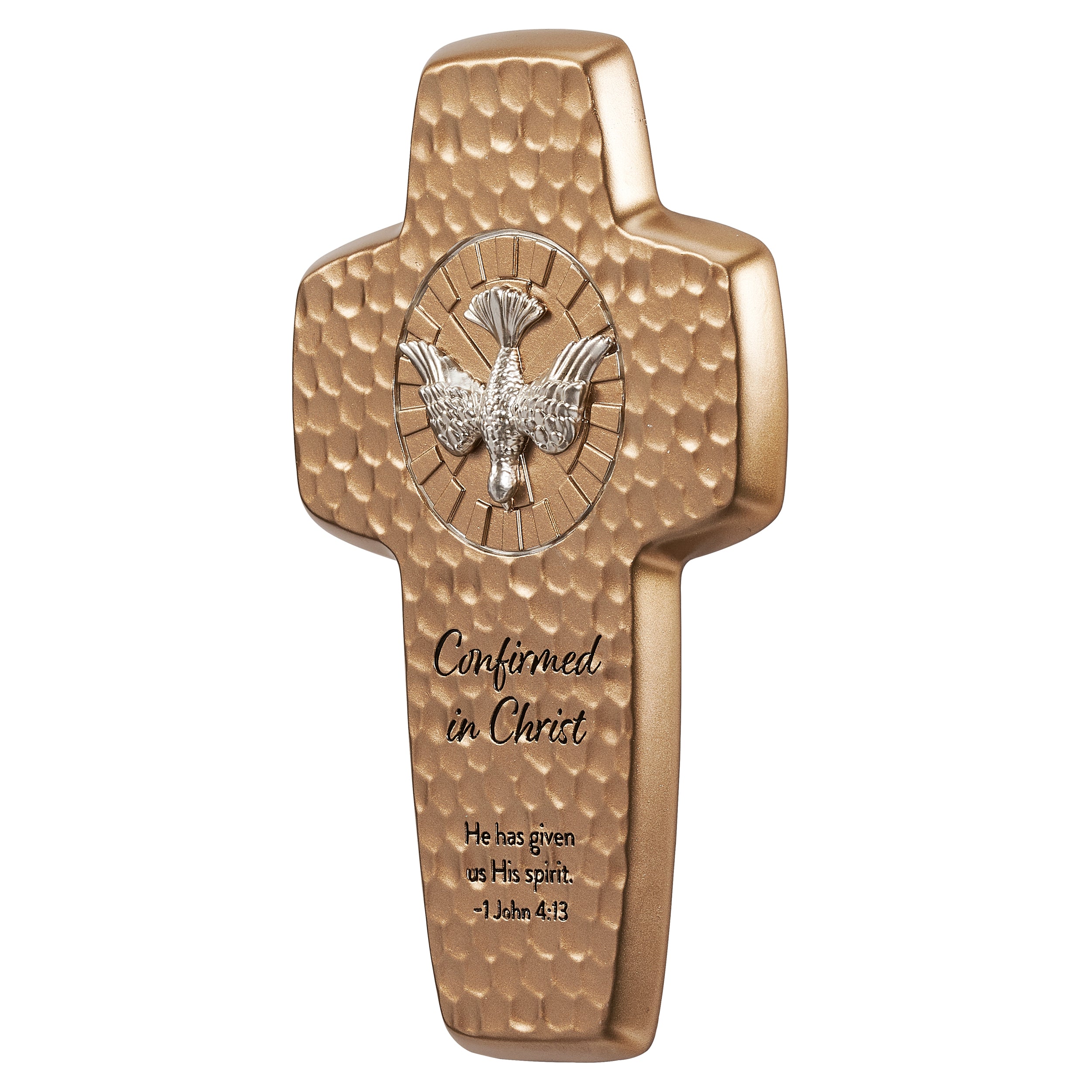 “Confirmed in Christ” Confirmation Wall Cross with Dove & Scripture