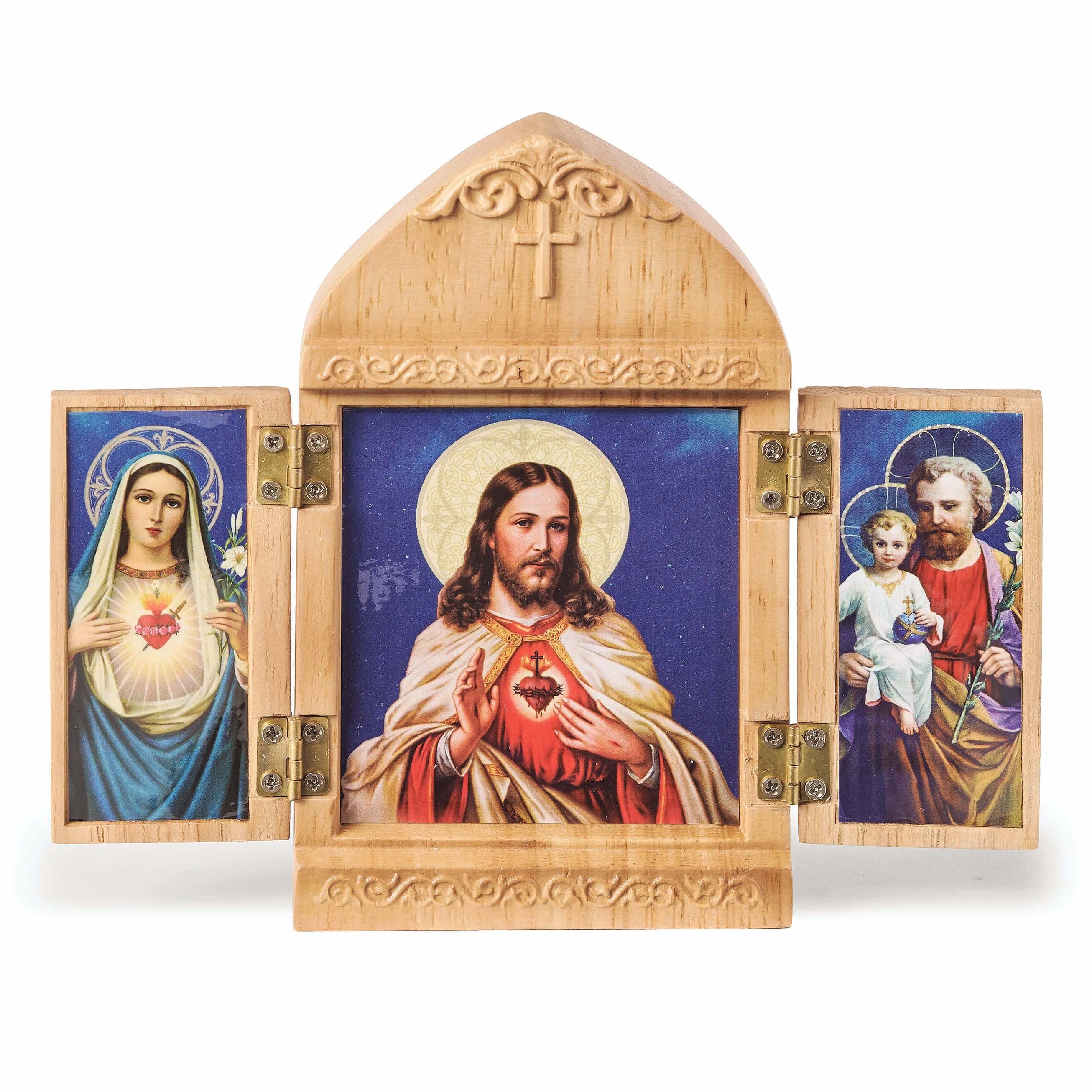 Wooden Travel Prayer Triptych