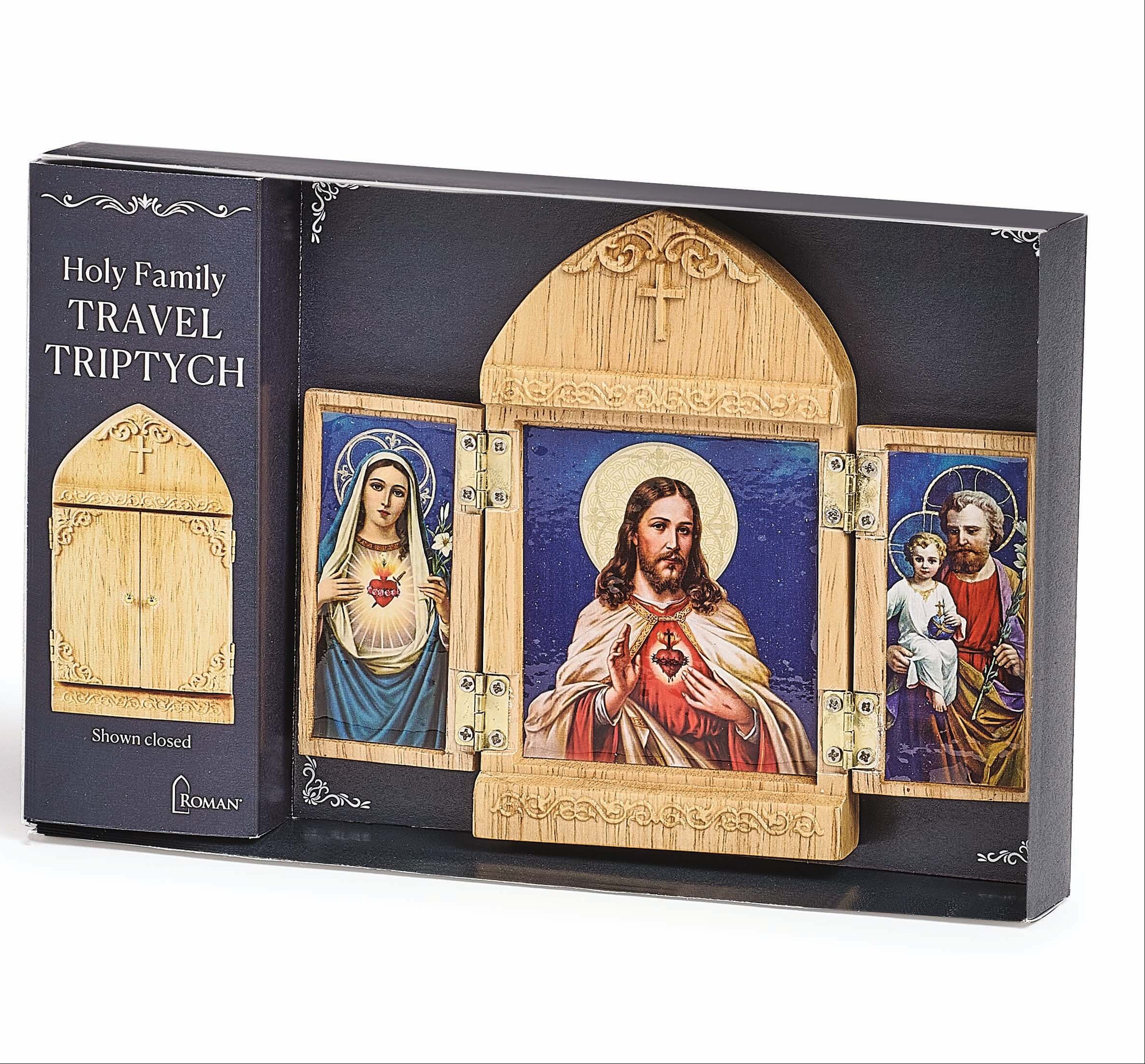 Wooden Travel Prayer Triptych