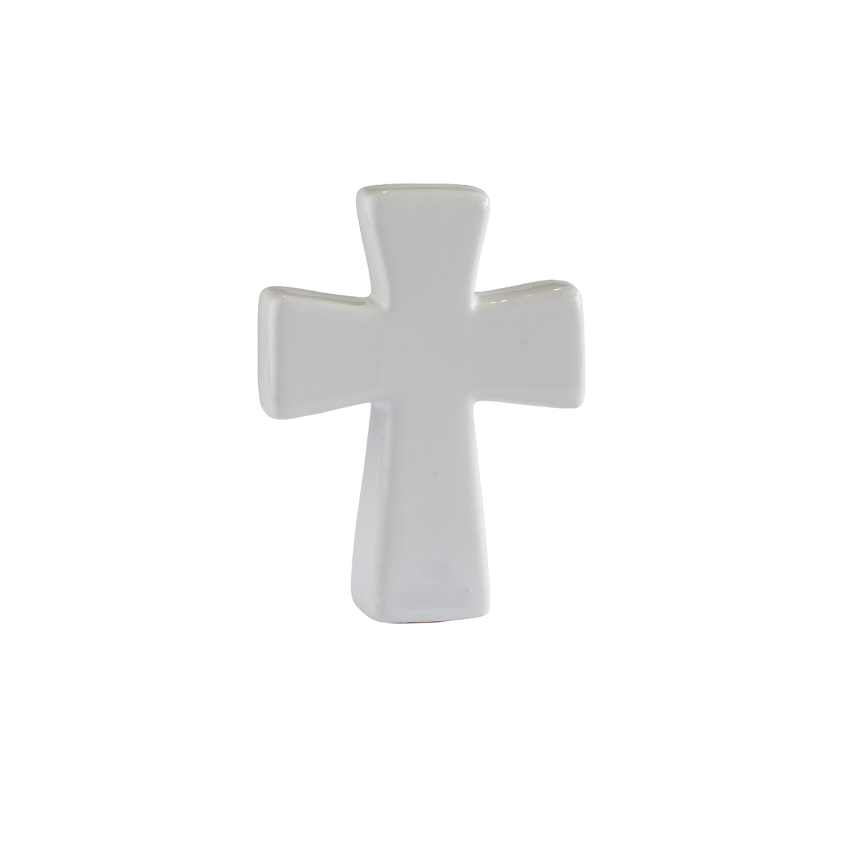 Back view of Bread of Life First Holy Communion Tabletop Cross showing the plain white glazed ceramic reverse