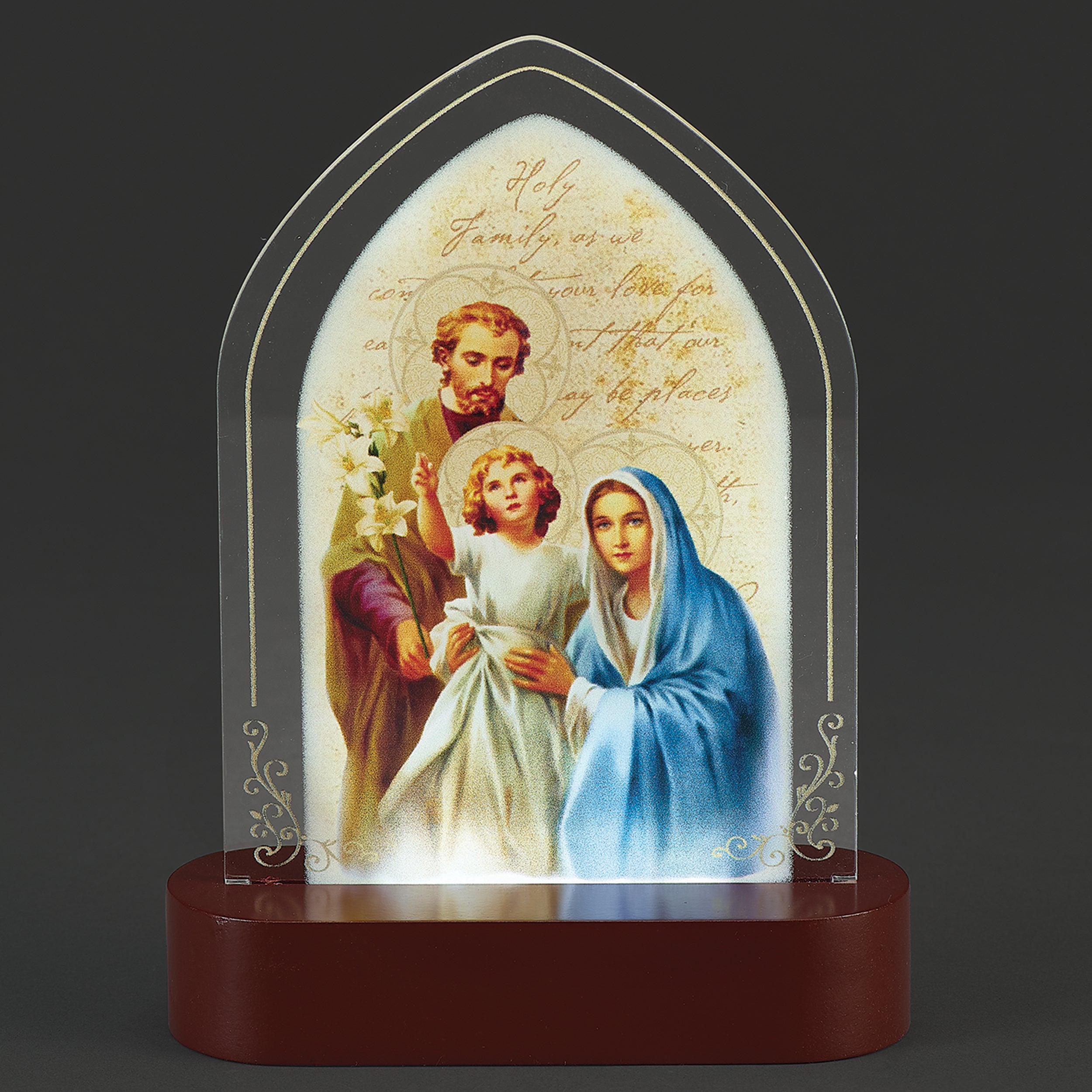 Holy Family Lighted Tabletop Plaque