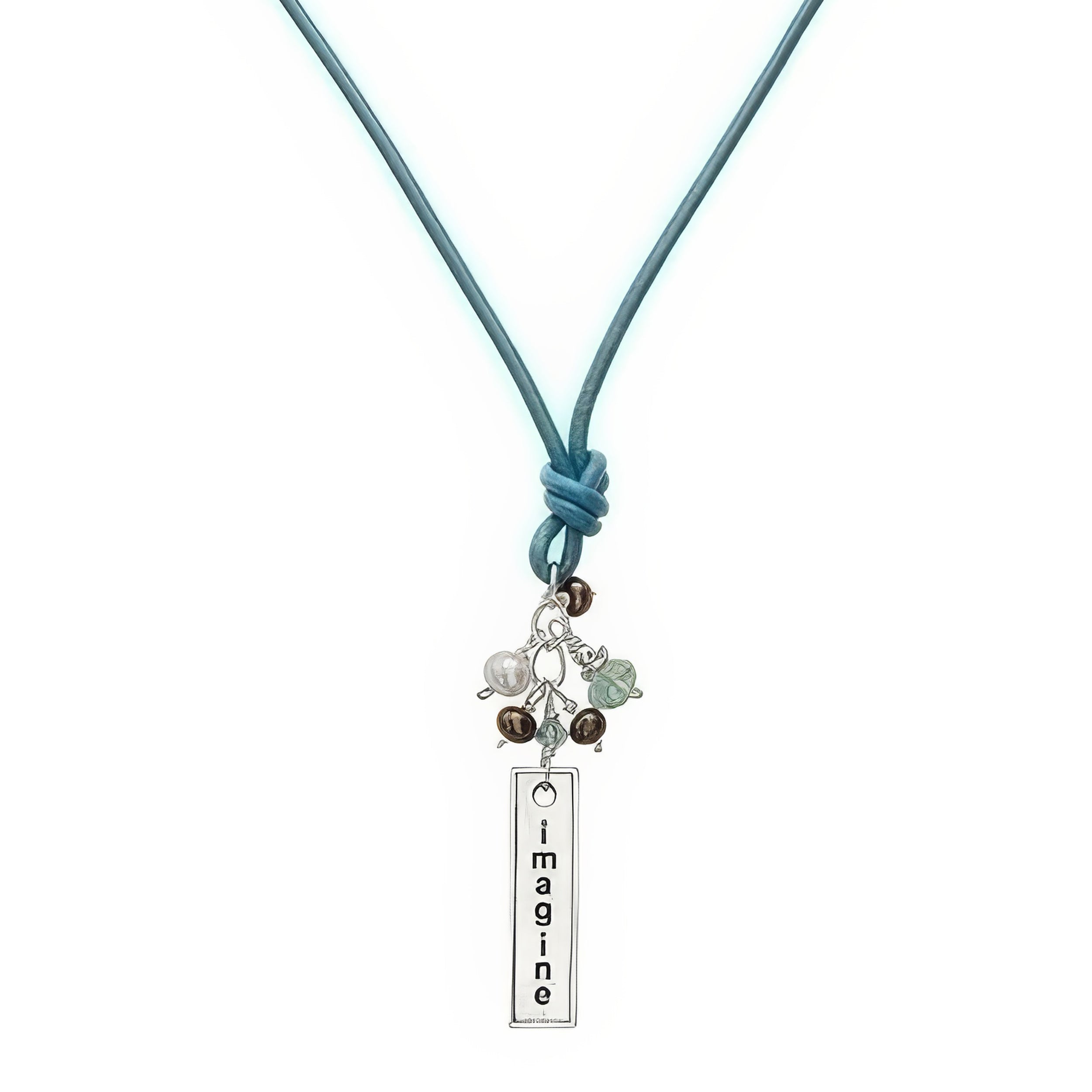 Alexa's Angels SS Leather Necklace with "Imagine" Pendant