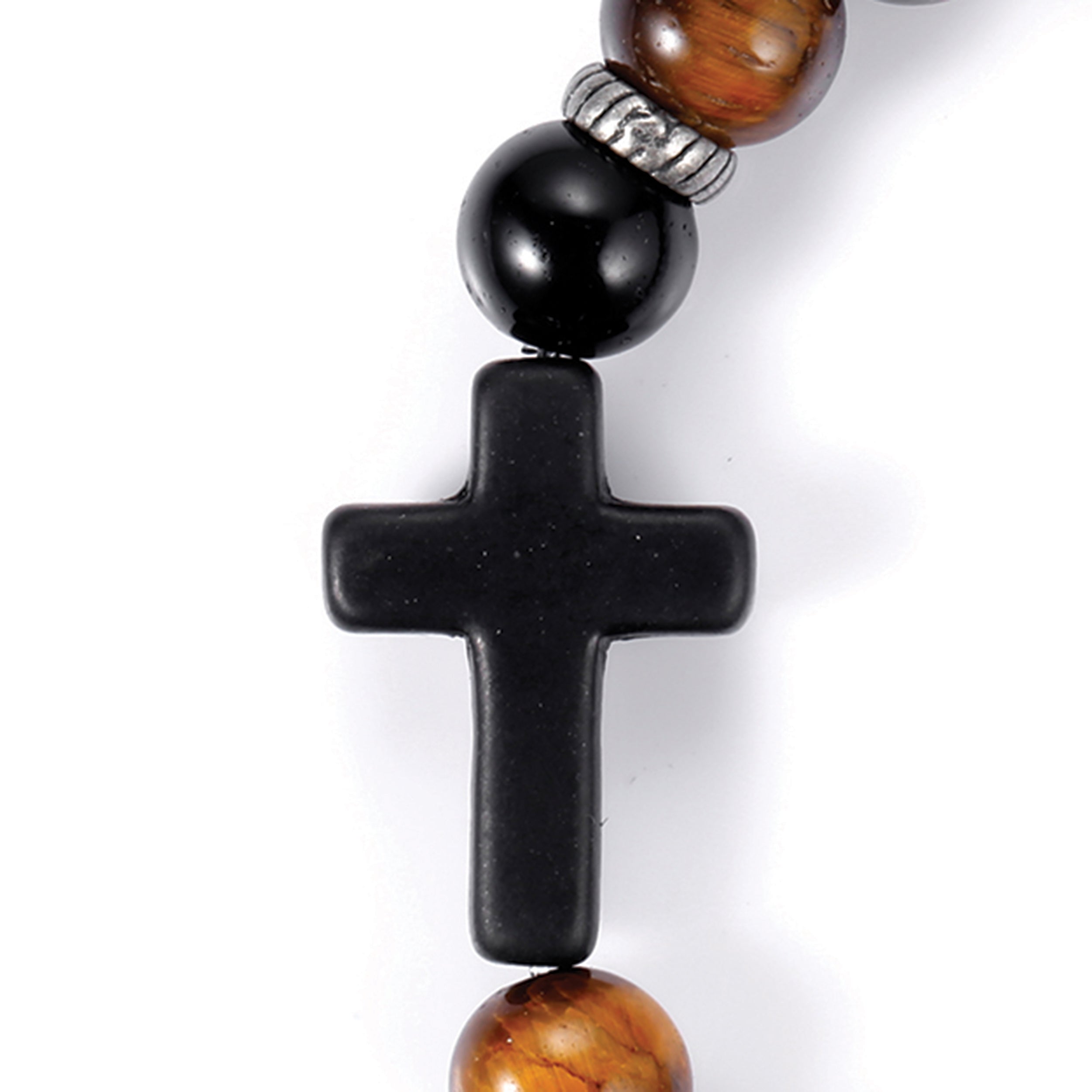 Alexa's Angels Men's Faith Bracelet – Tiger Eye & Black Cross