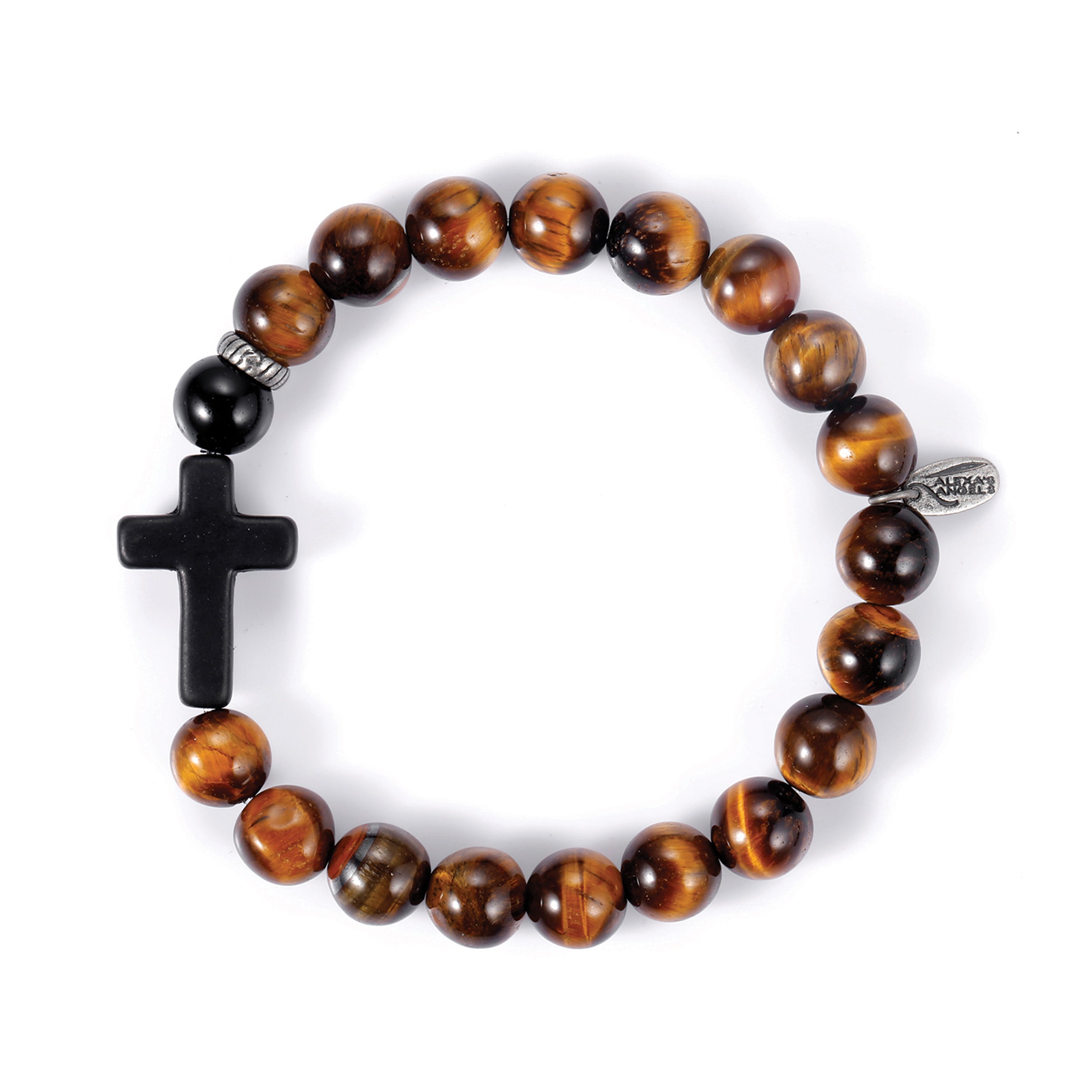 Alexa's Angels Men's Faith Bracelet – Tiger Eye & Black Cross