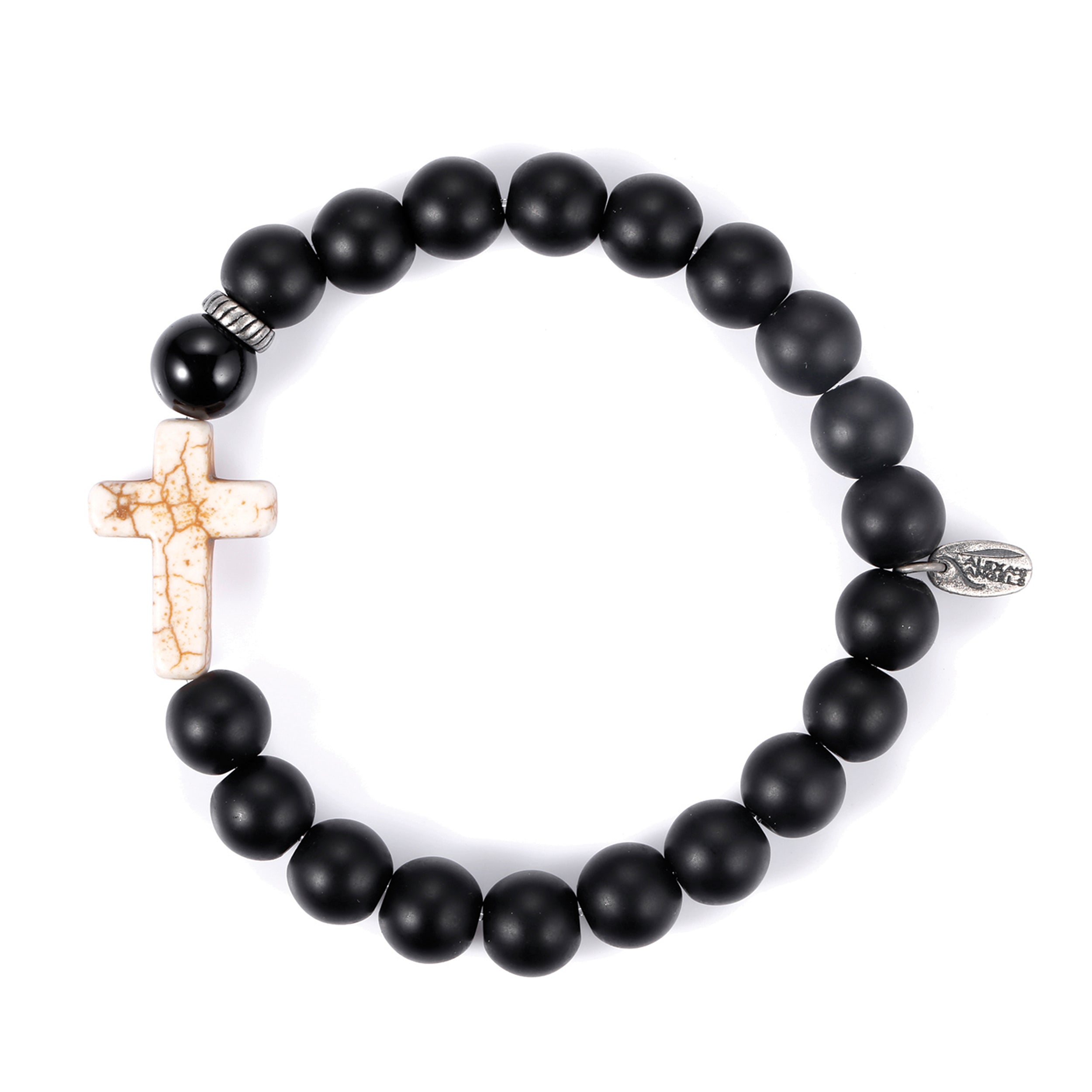 Set Uomo In Acciaio Inox: Bracciale E Collana Con Croce Religiosa, Senza Pietre