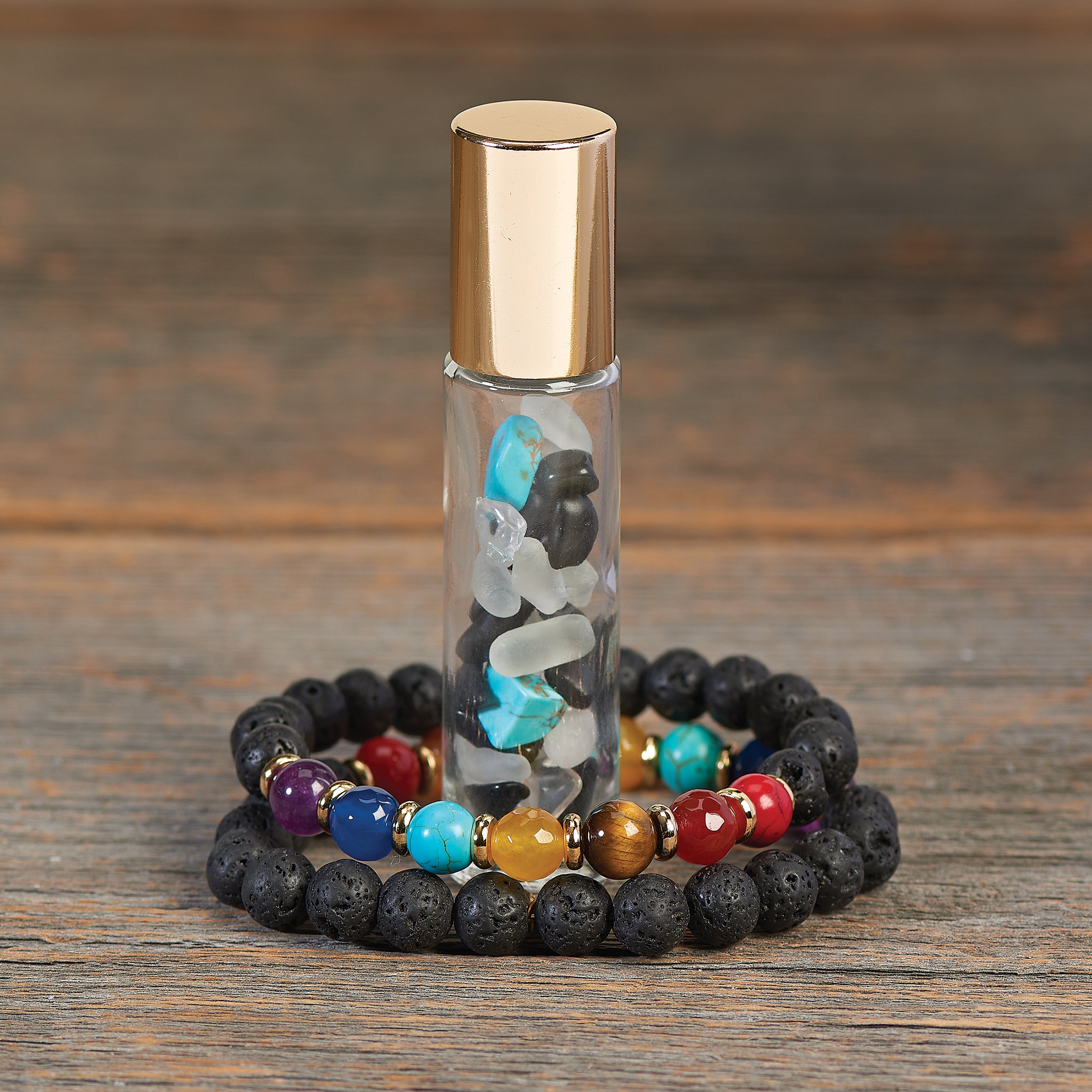 Alexa's Angels Natural Stone Bracelet & Glass Vial Set