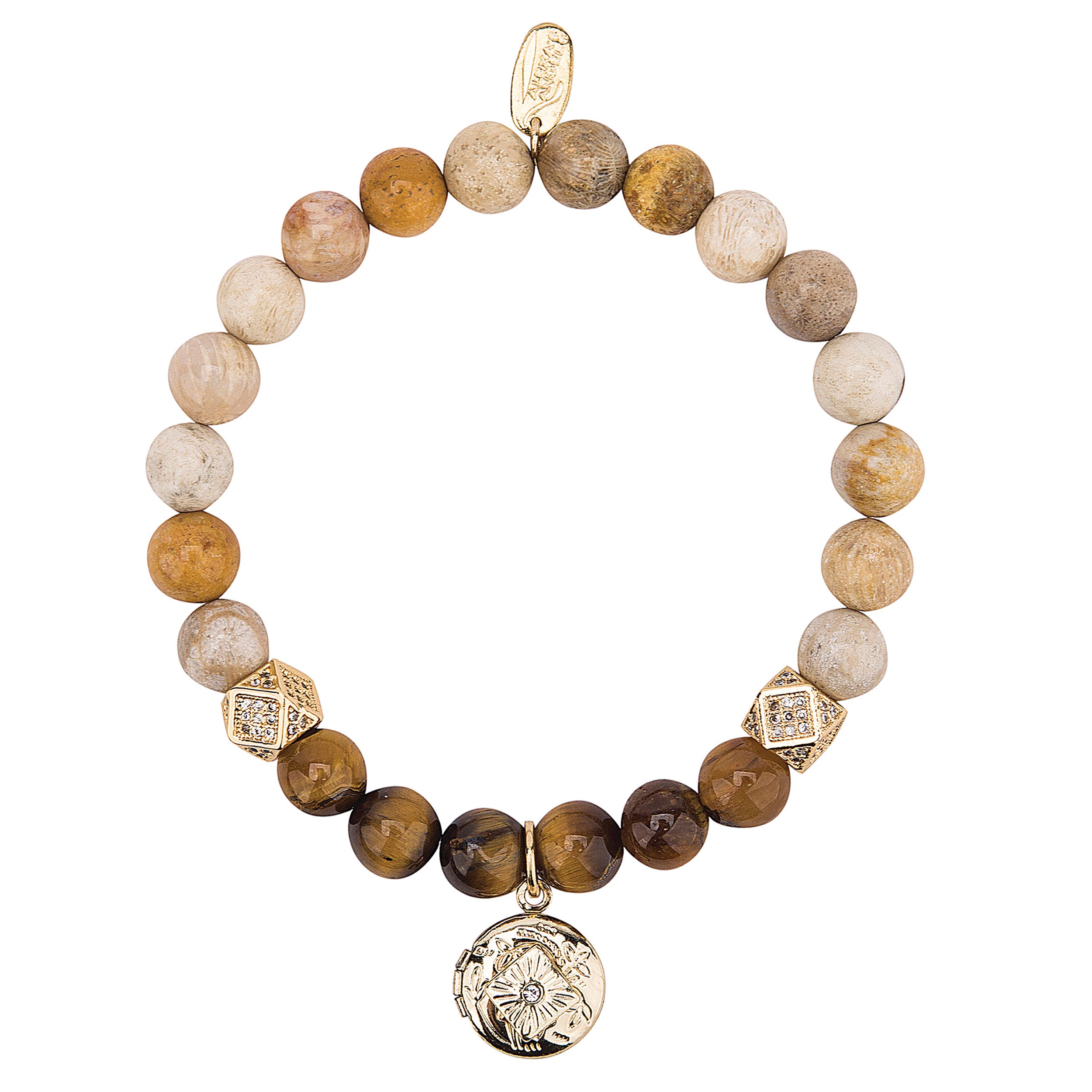 Alexa's Angels Natural Stone & Cubic Zirconia Prayer Box Bracelet