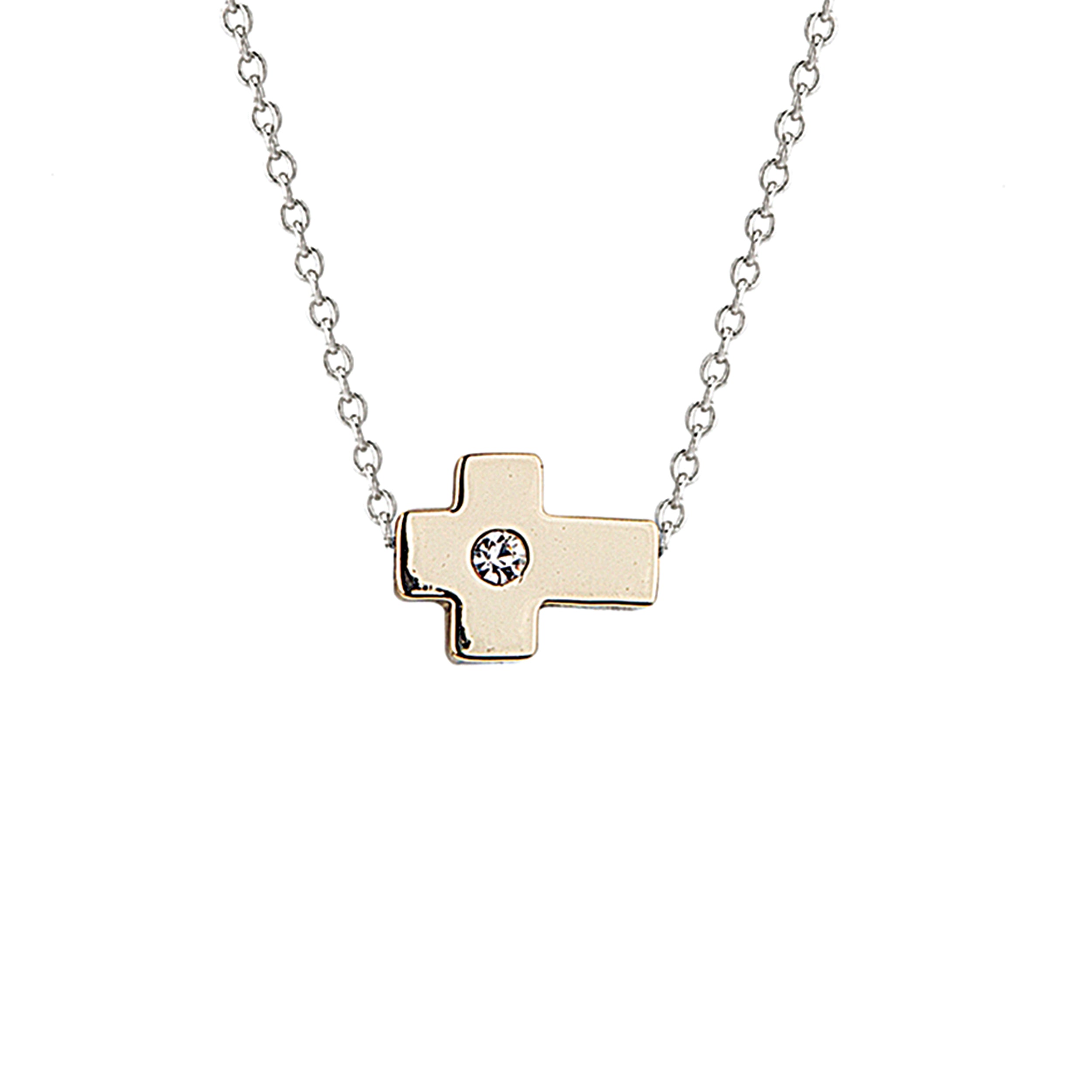 Necklace with a gold cross pendant on a white background