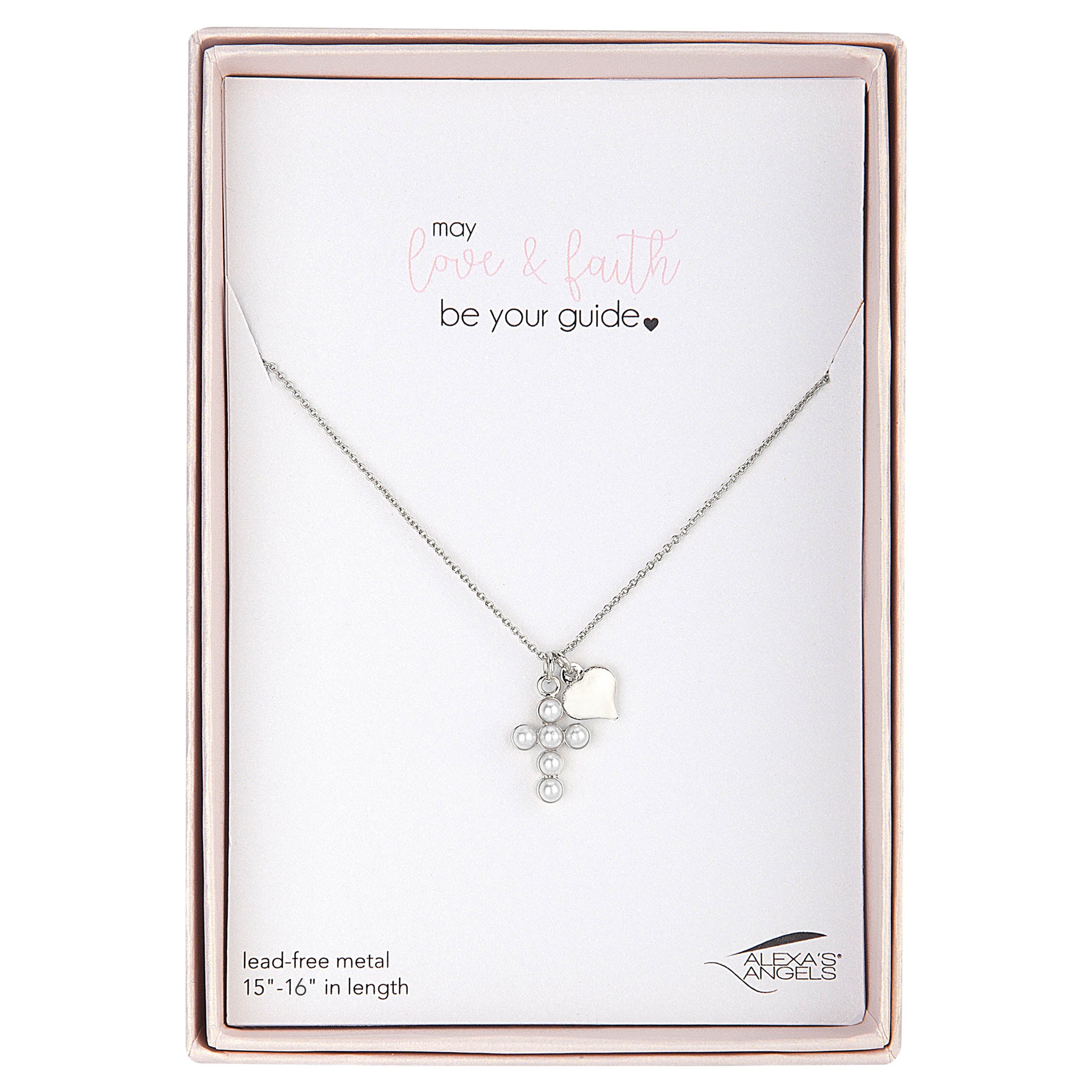 Necklace with heart and pearl pendant in a branded box