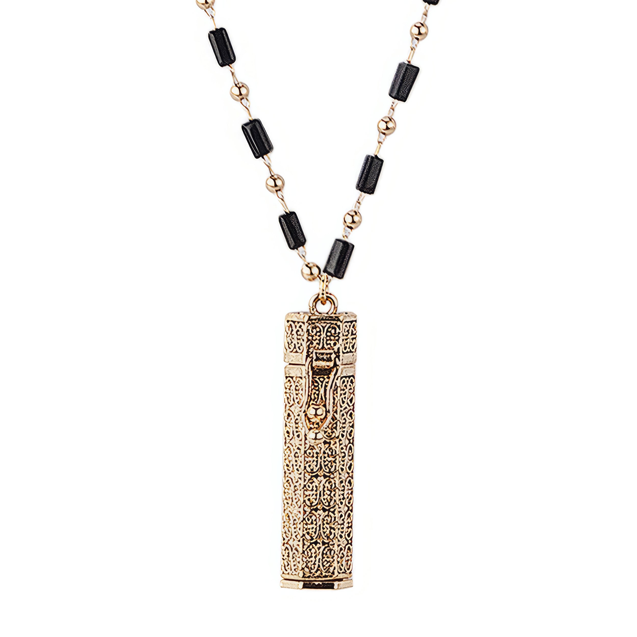 Alexa's Angels Whispers of Faith Prayer Box Necklace – Black & Metal Beads