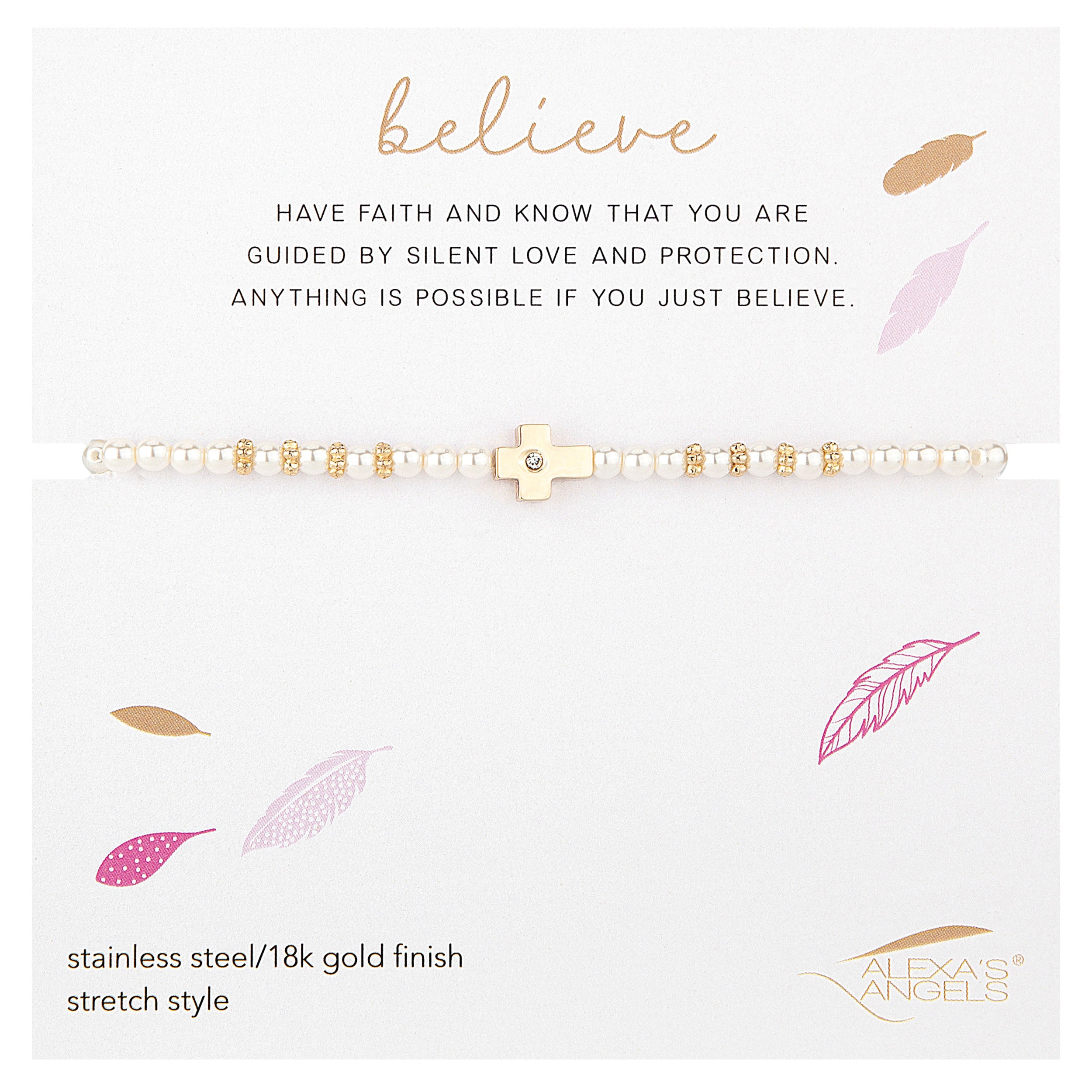 Alexa's Angels "Believe" Child's Cross Bracelet