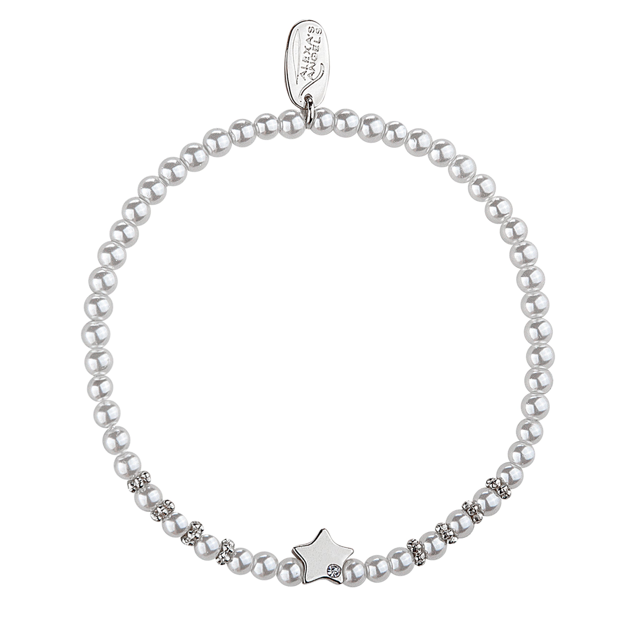 Pearl bracelet with a star charm on a white background
