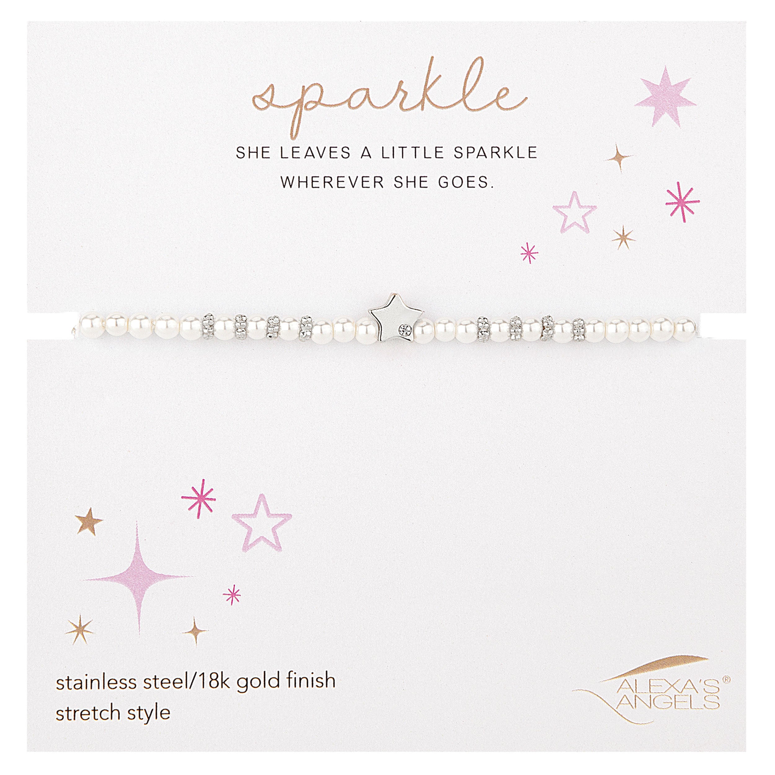 Bracelet with star design on a white background with 'sparkle' text