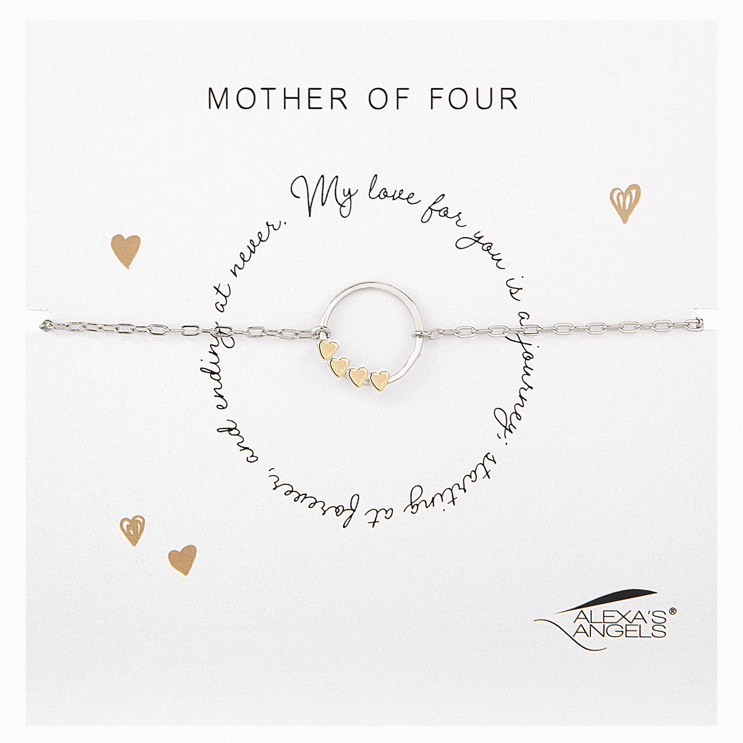 Bracelet with engraved message on a white background, featuring the brand 'Alexa's Angels'.