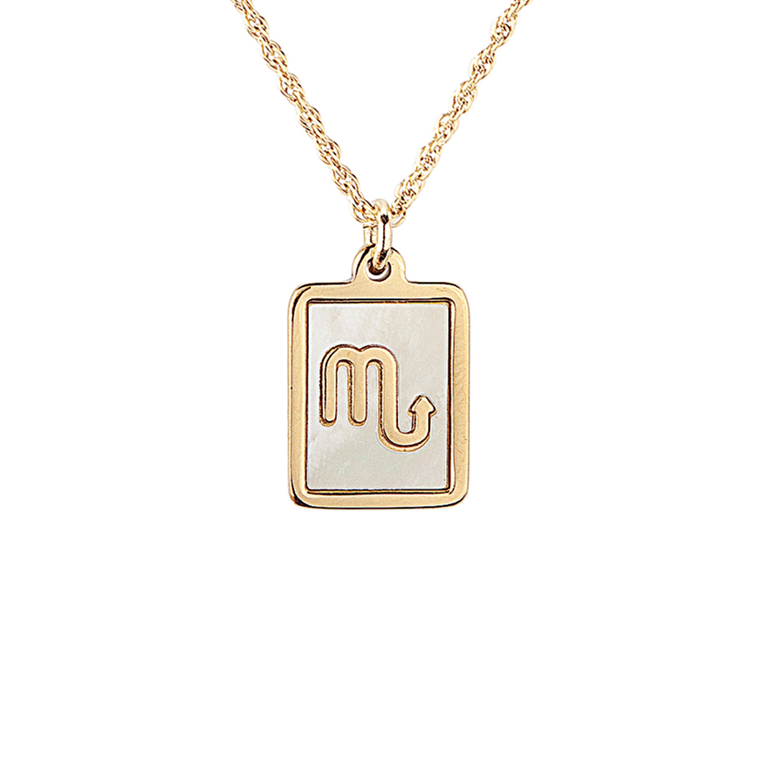 Gold necklace with a Scorpion symbol pendant on a white background