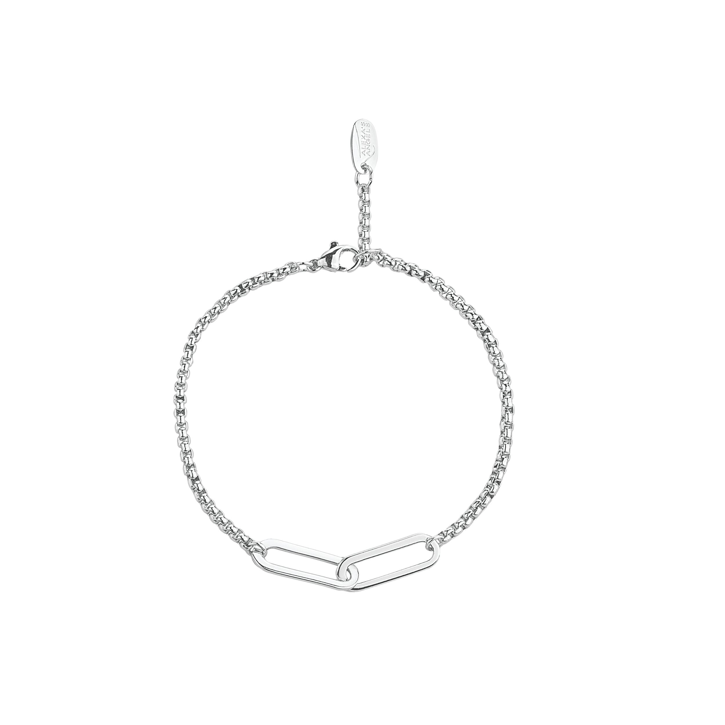 Silver chain bracelet on a white background