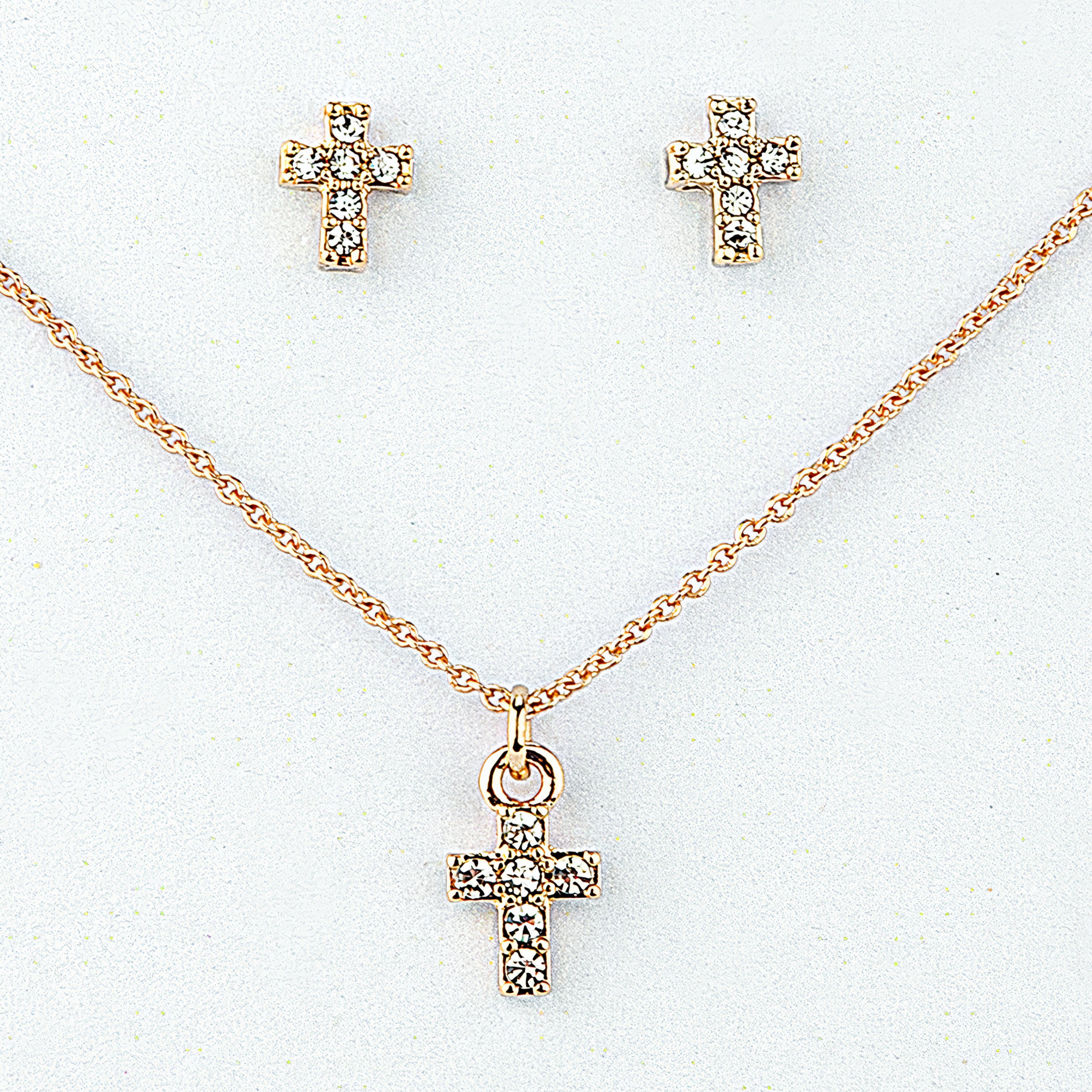 Alexa's Angels Birthstone Cross Children's Necklace & Earring Set
