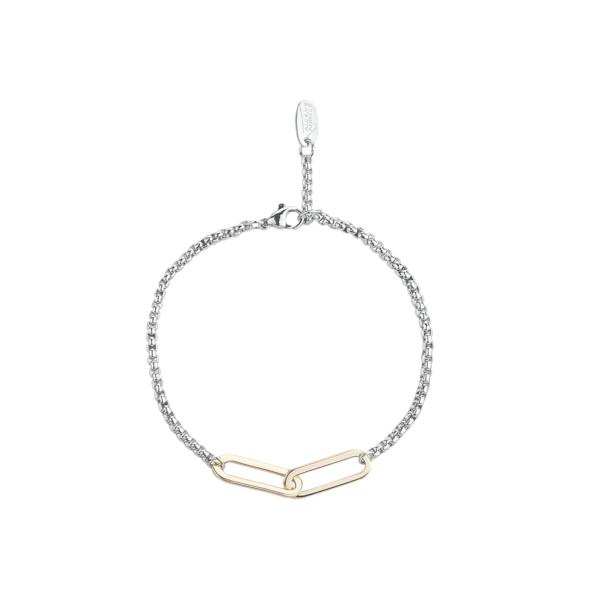 Bracelet with gold and silver chain on a white background
