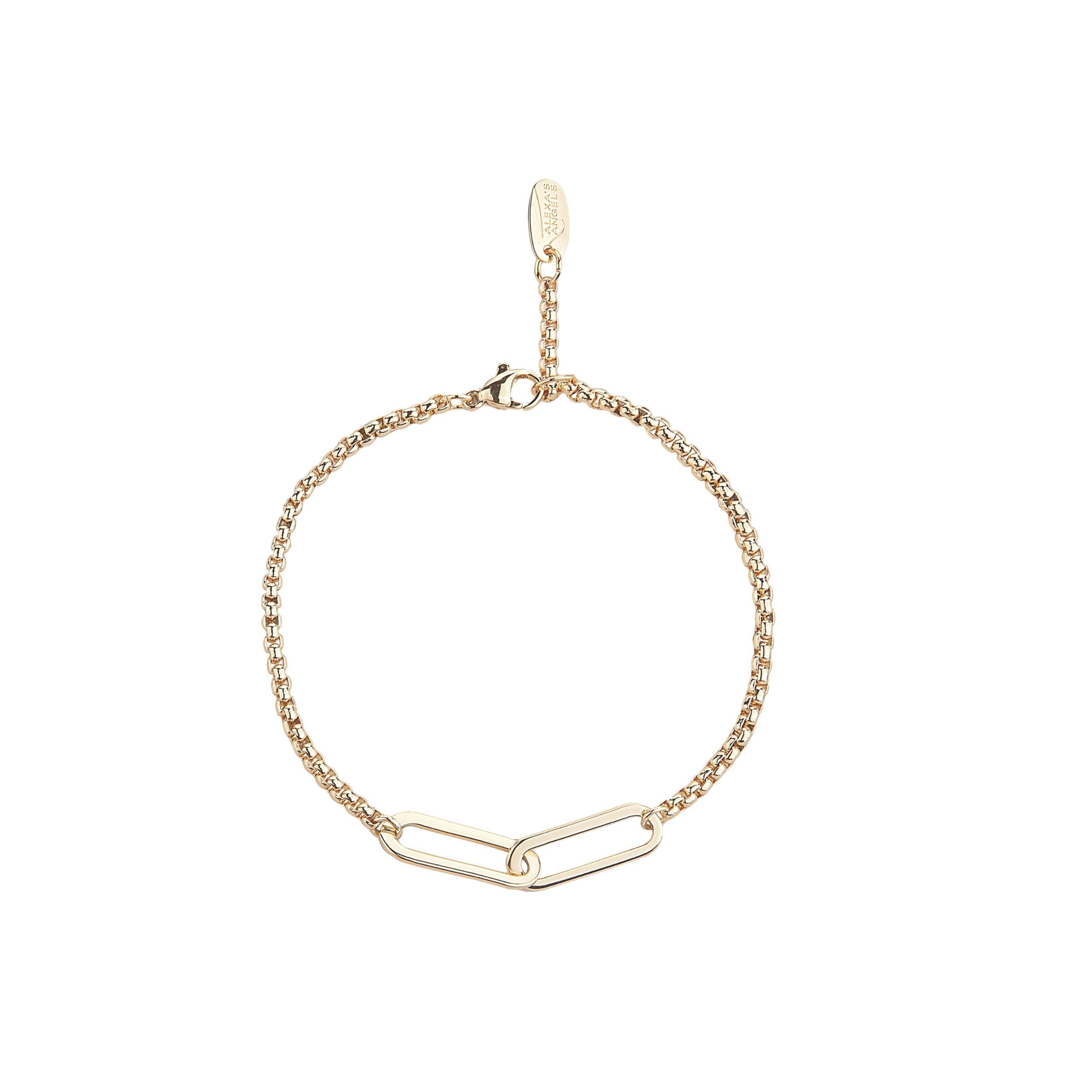 Gold chain bracelet on a white background