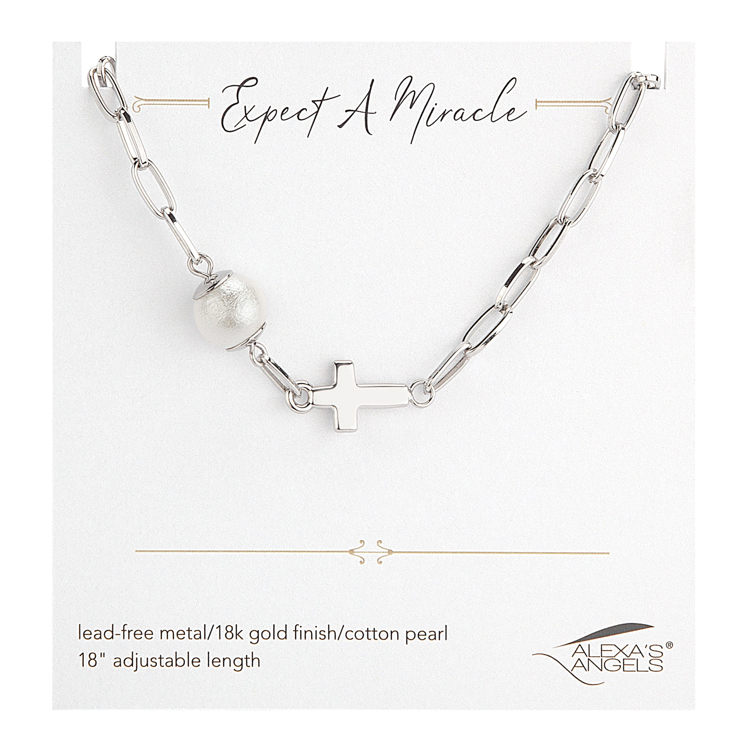 Alexa's Angels Expect a Miracle Cross Necklace