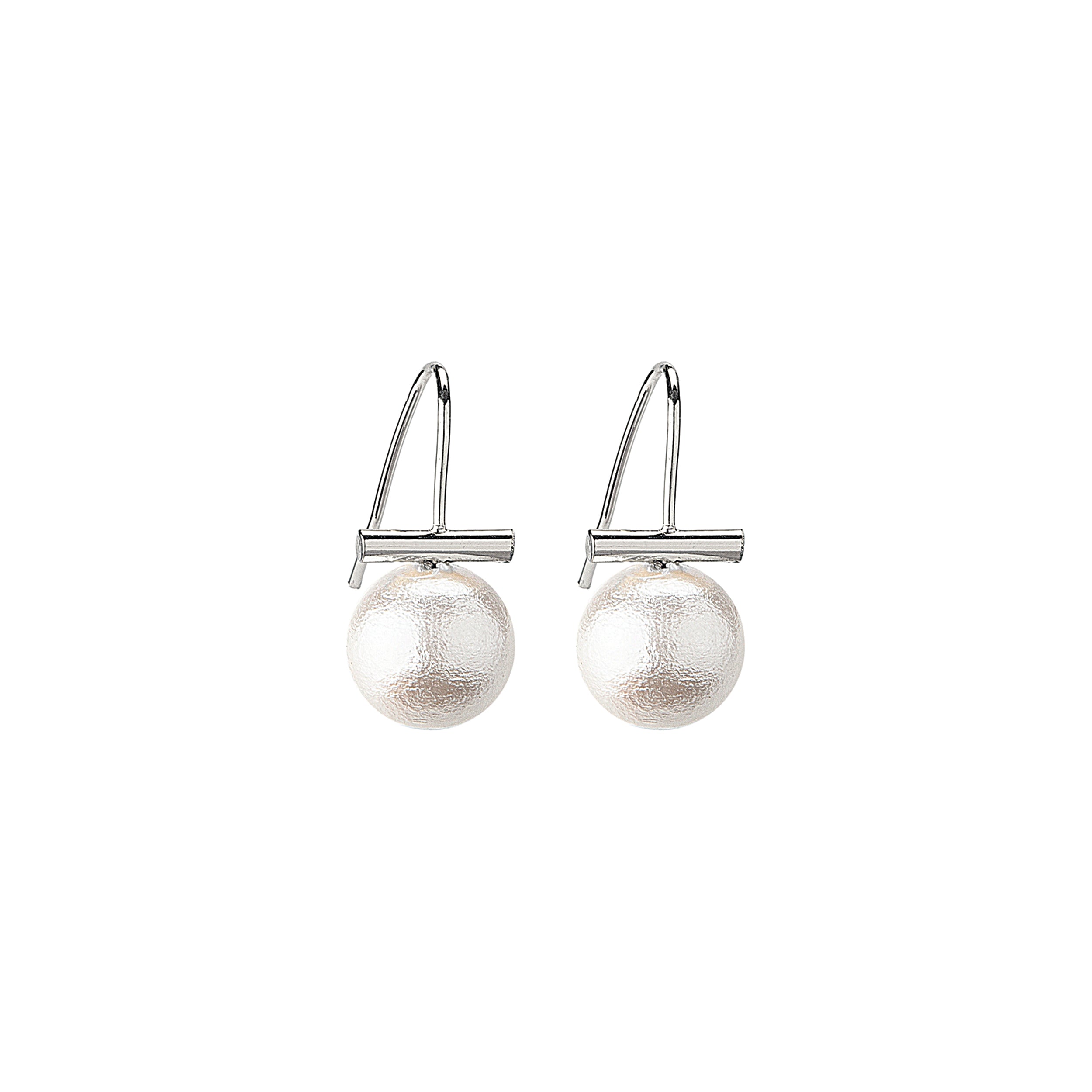 Pair of pearl earrings on a white background