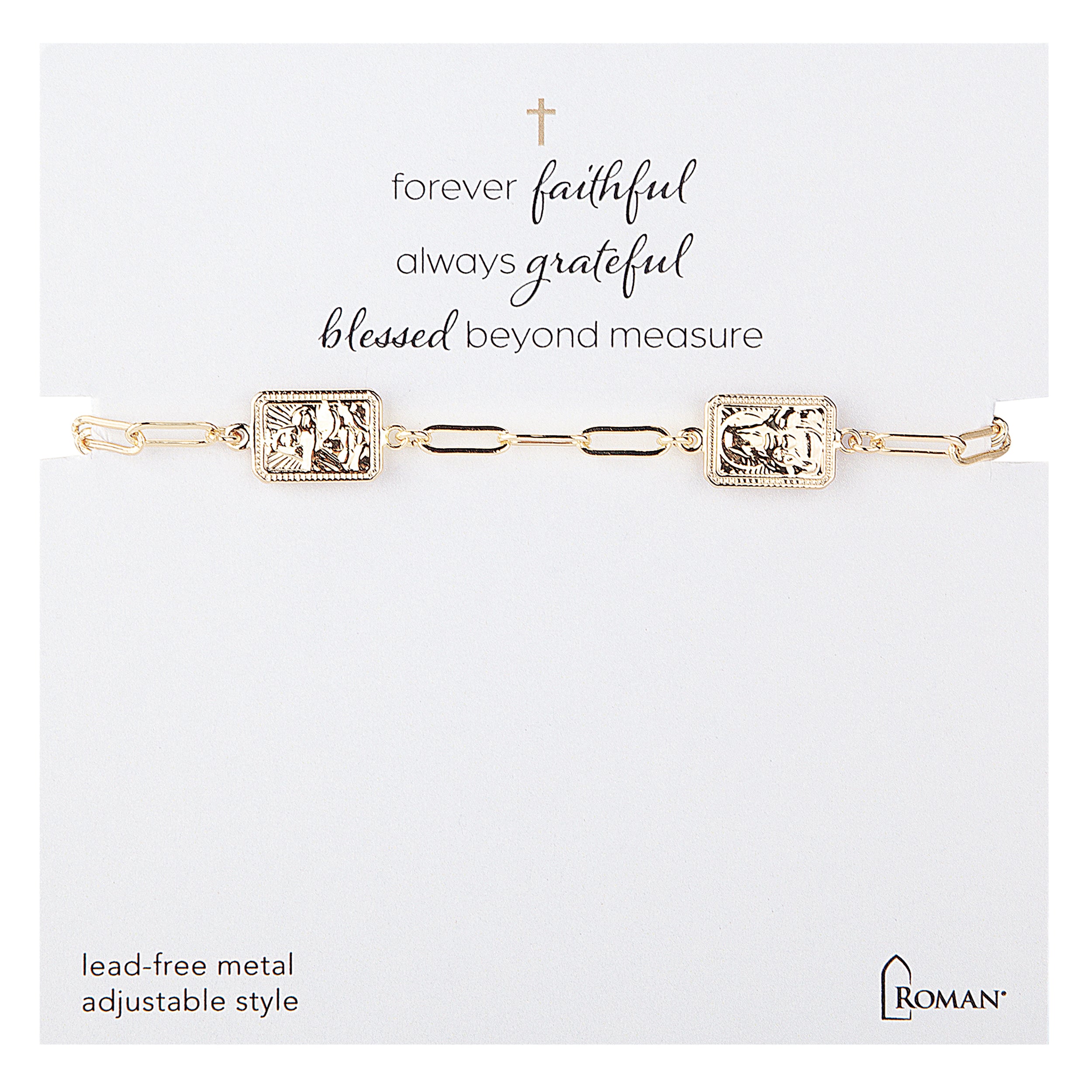 Chain Bracelet with Scapular Charms – Adjustable 7"L