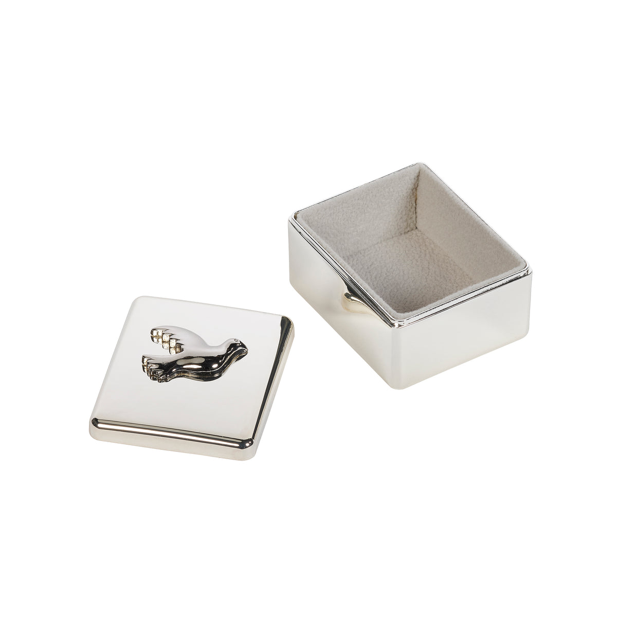 Open view of Caroline Collection First Communion Chalice Keepsake Box showing the removable lid and cream-colored interior