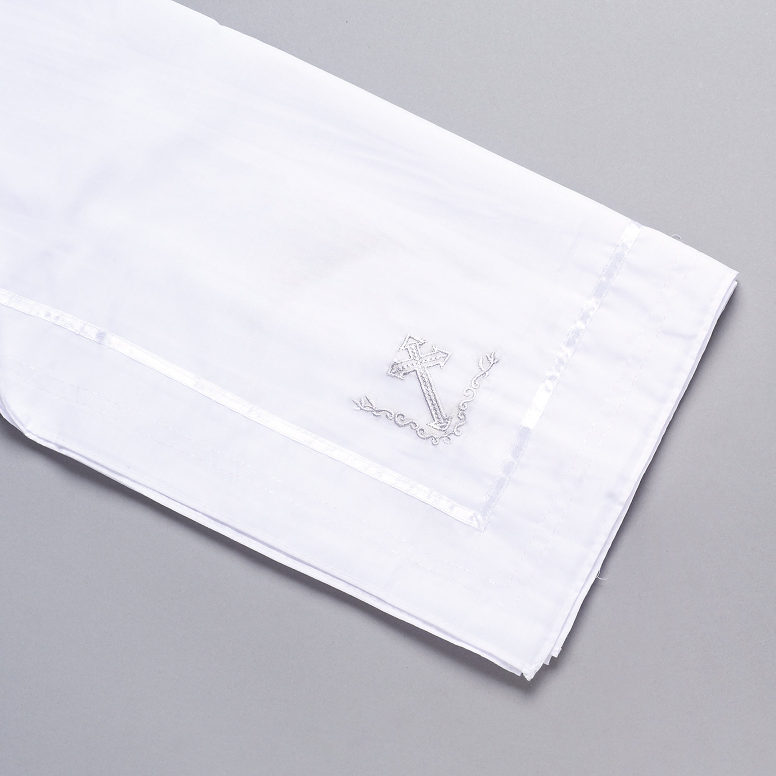 White Baptism Blanket with Cross Embroidery