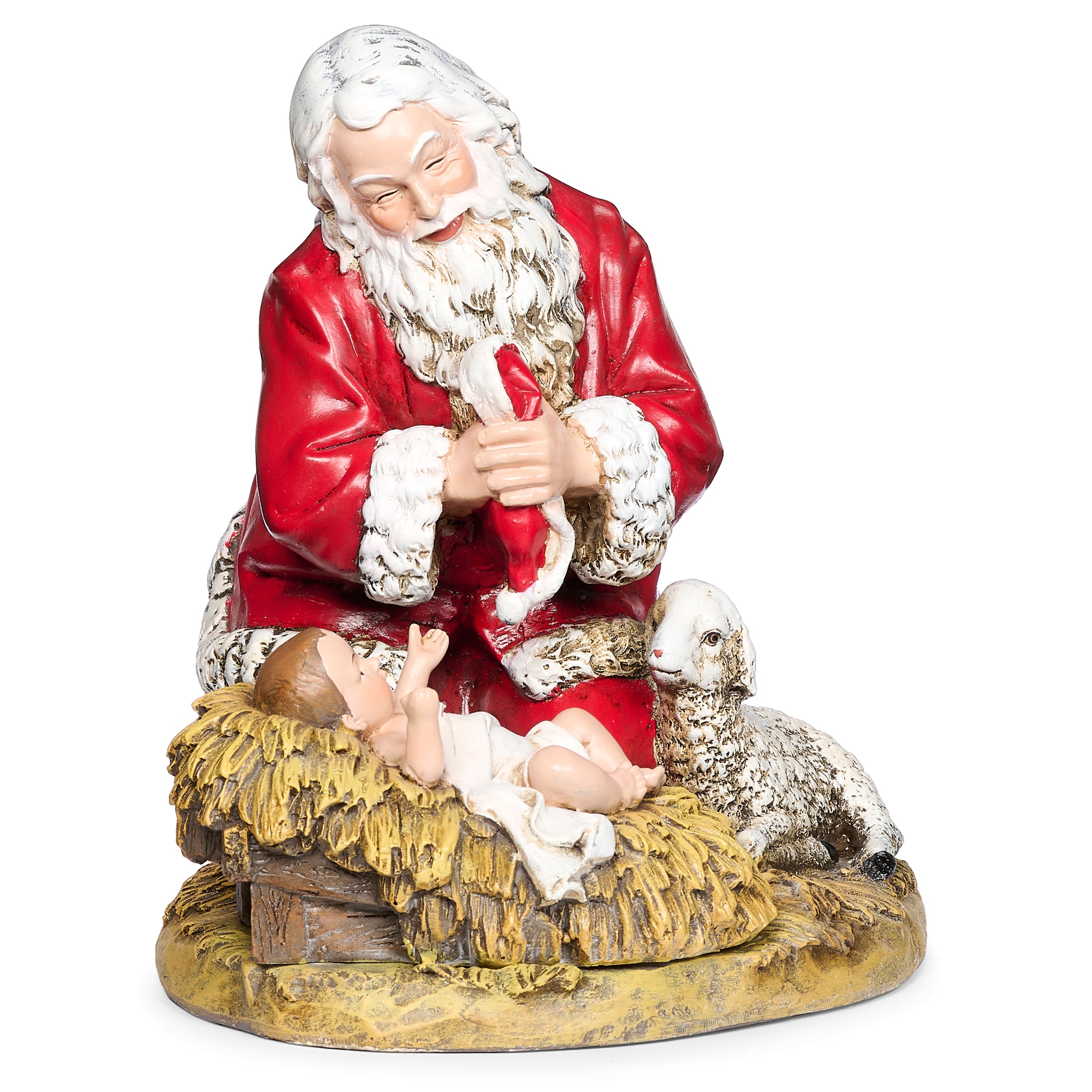 Joseph’s Studio Kneeling Santa by the Manger Scene