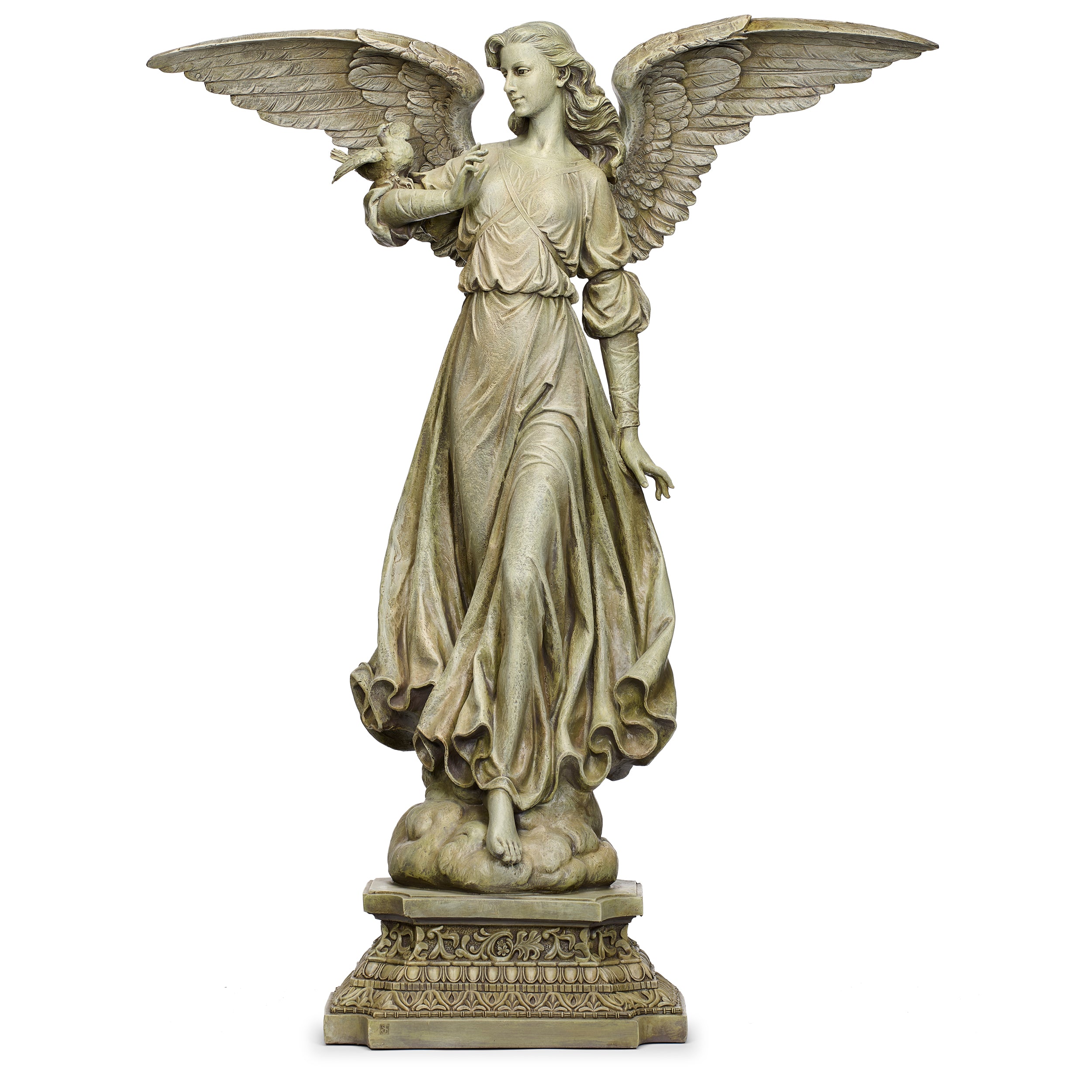 Joseph's Studio Angel on Pedestal Garden Statue