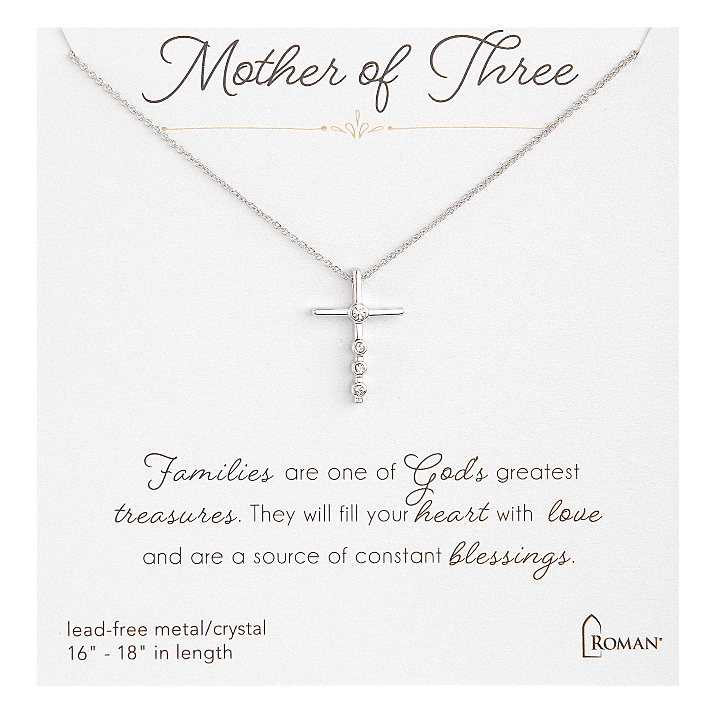 Mother's Silver Cross Pendent Necklace by Number of Children
