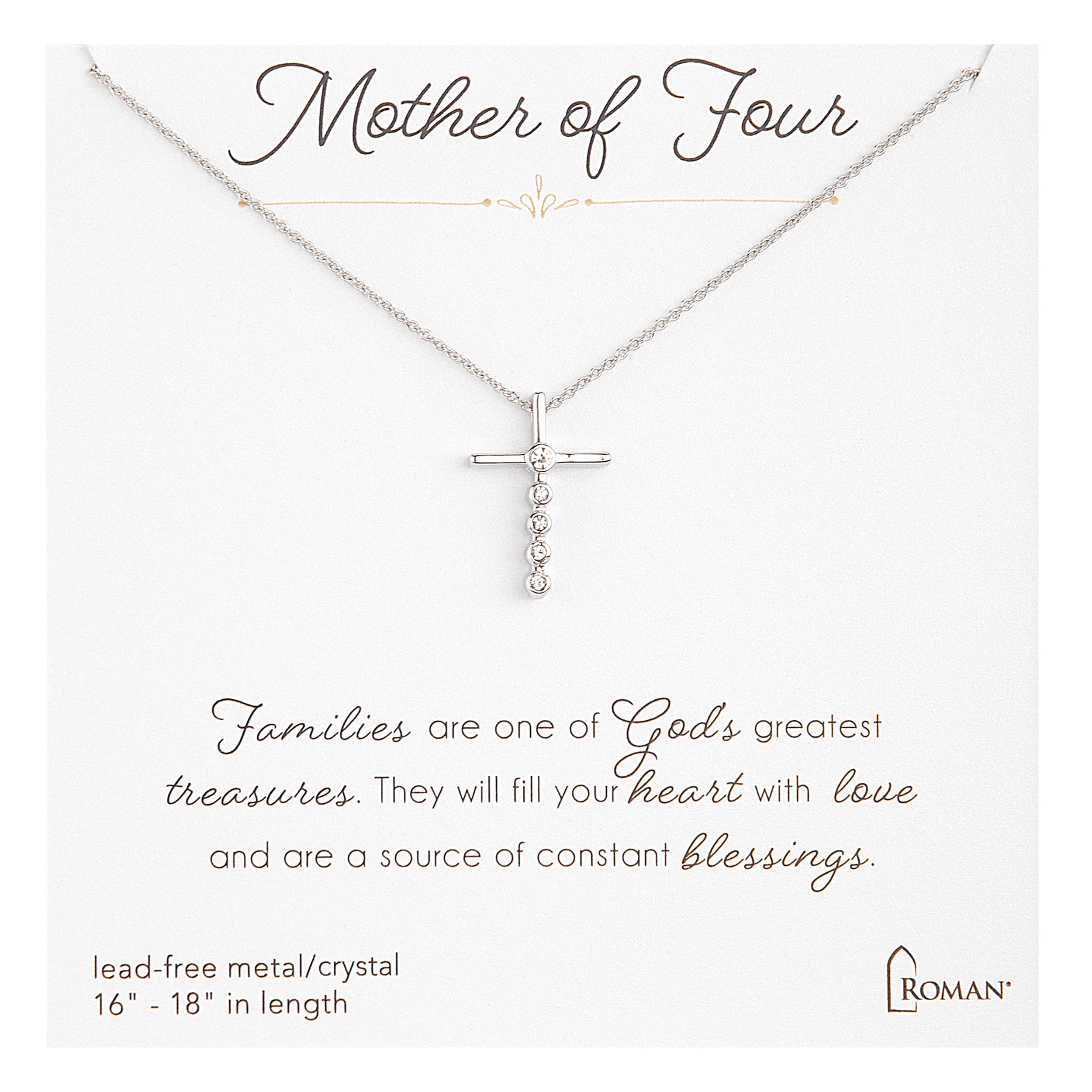 Mother's Silver Cross Pendent Necklace by Number of Children
