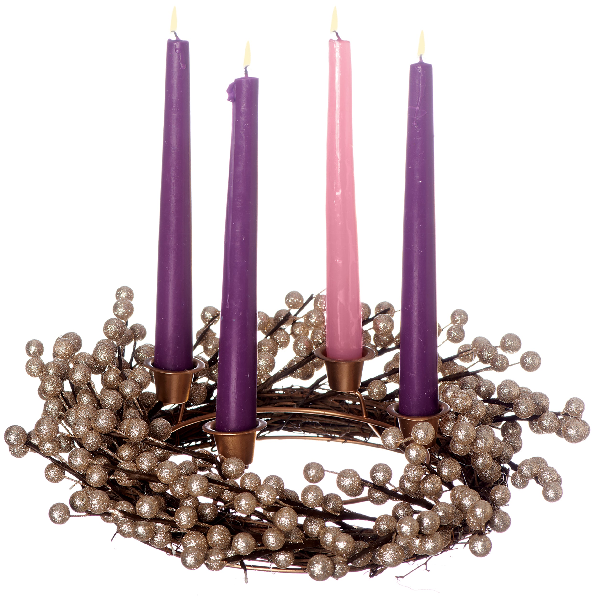 Champagne Berry Advent Wreath Candle Holder