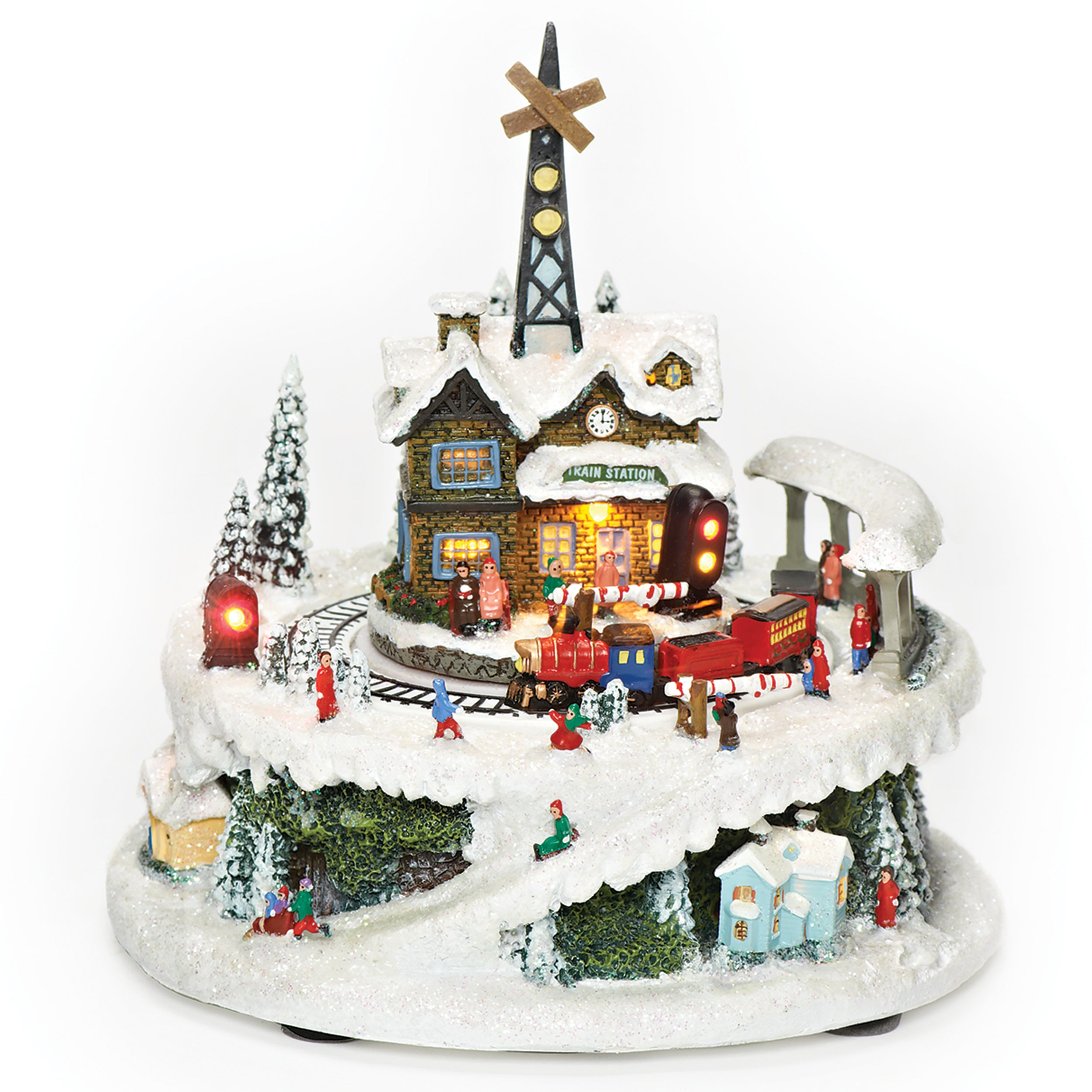 Amusements Lighted Musical Train Station with Rotating Train