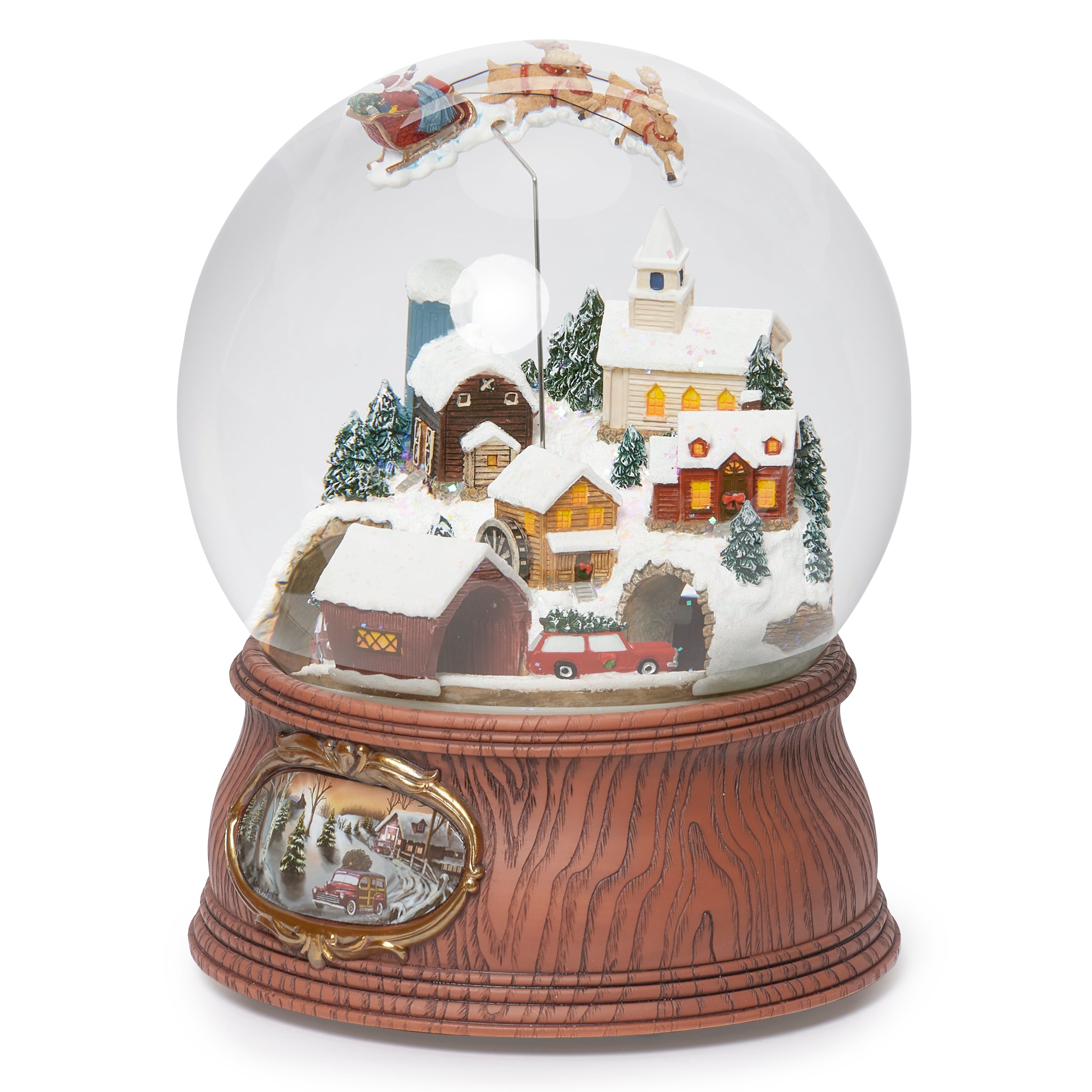 Glitterdome Musical Santa with Rotating Sleigh- "Santa Claus is Coming to Town" Tune