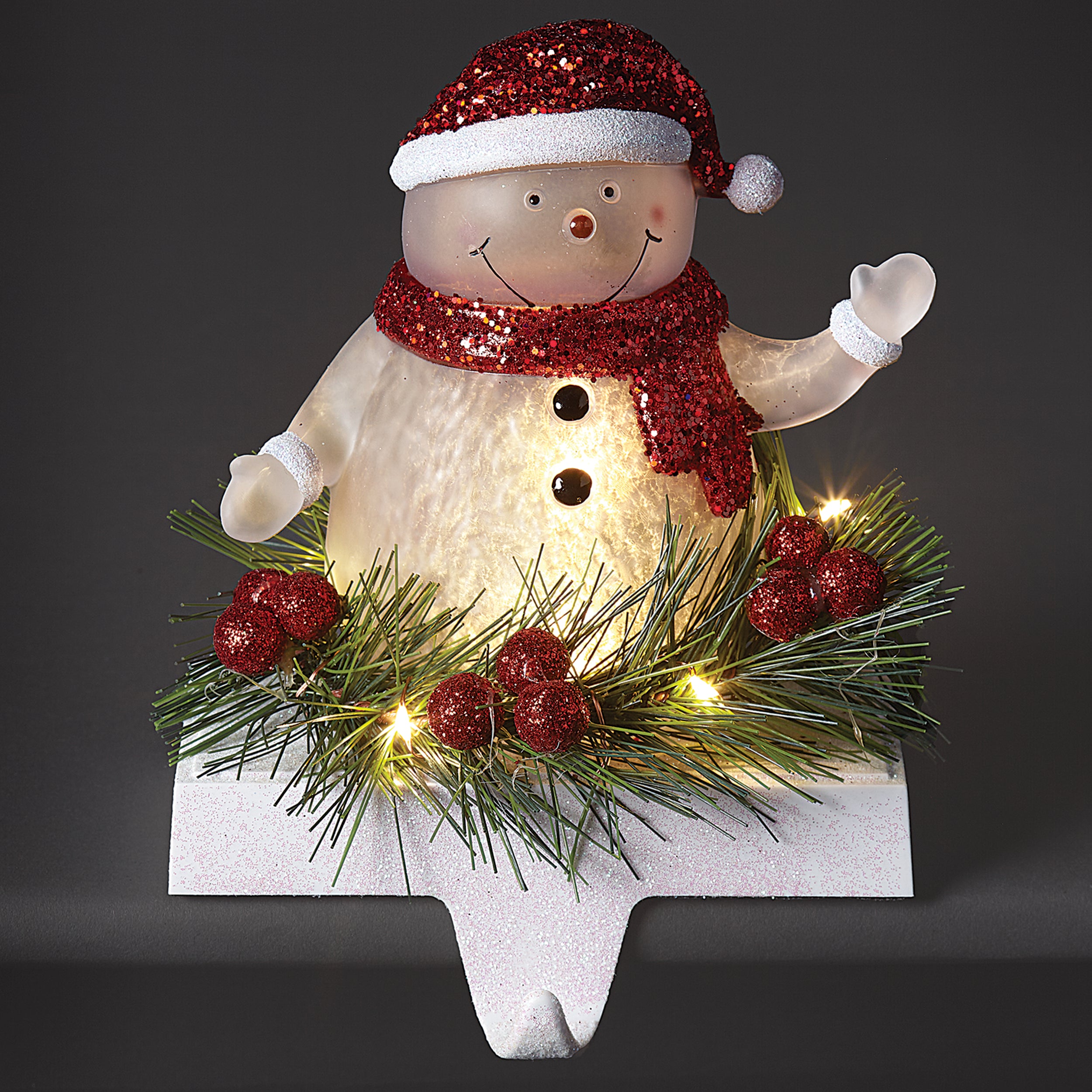 Lighted Snowman Stocking Holder