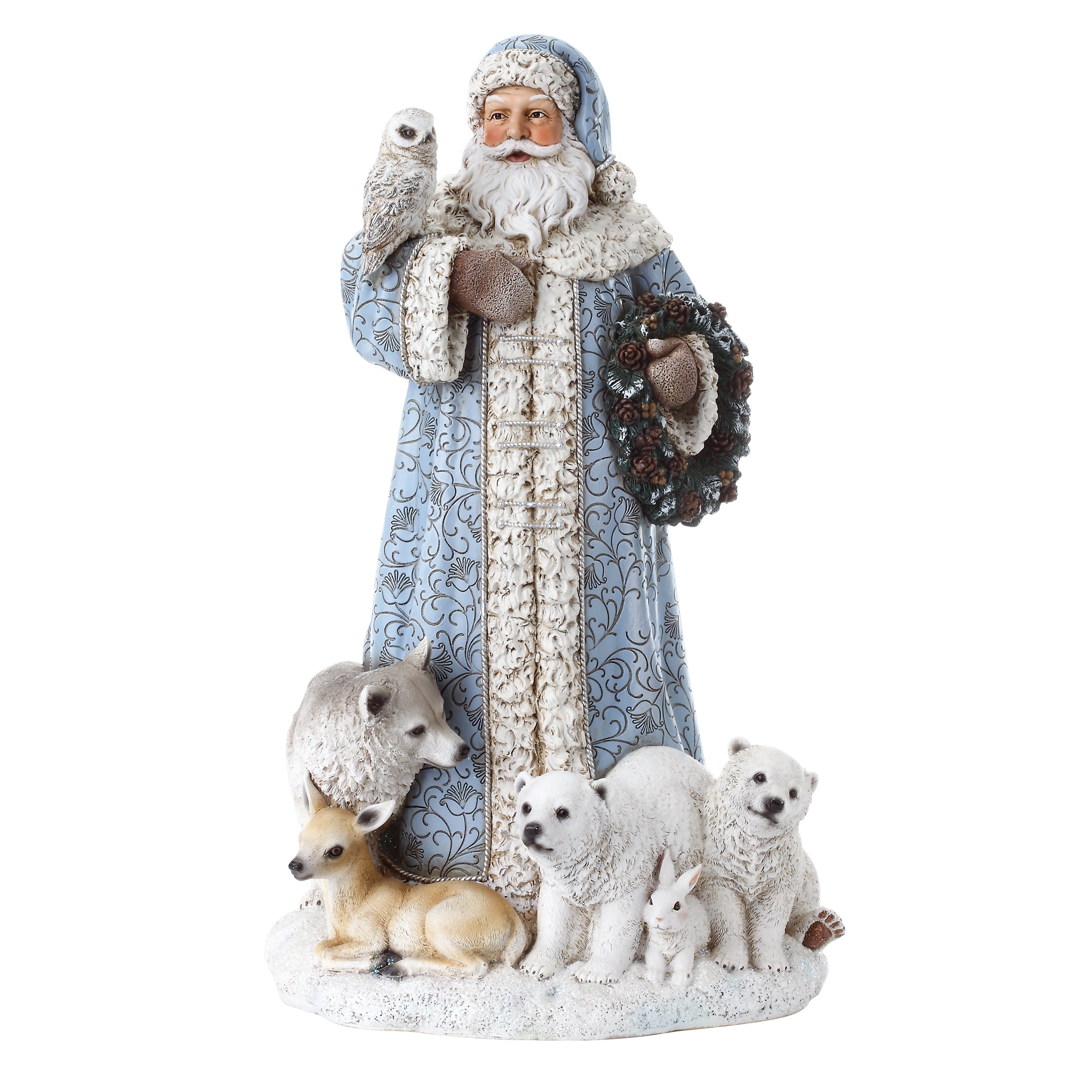 Joseph's Studio Santa in Blue Coat with Winter Animals Figure
