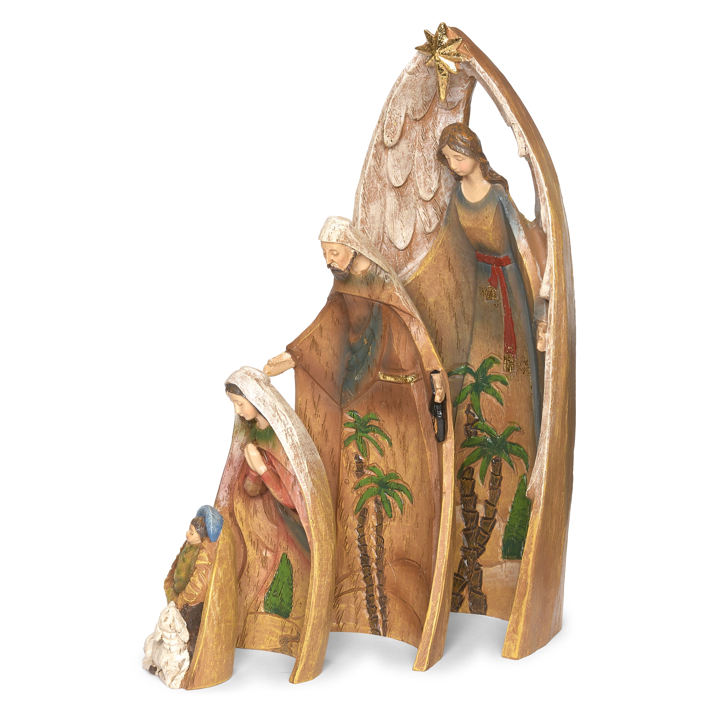 Nesting Angel and Holy Family Nativity Set