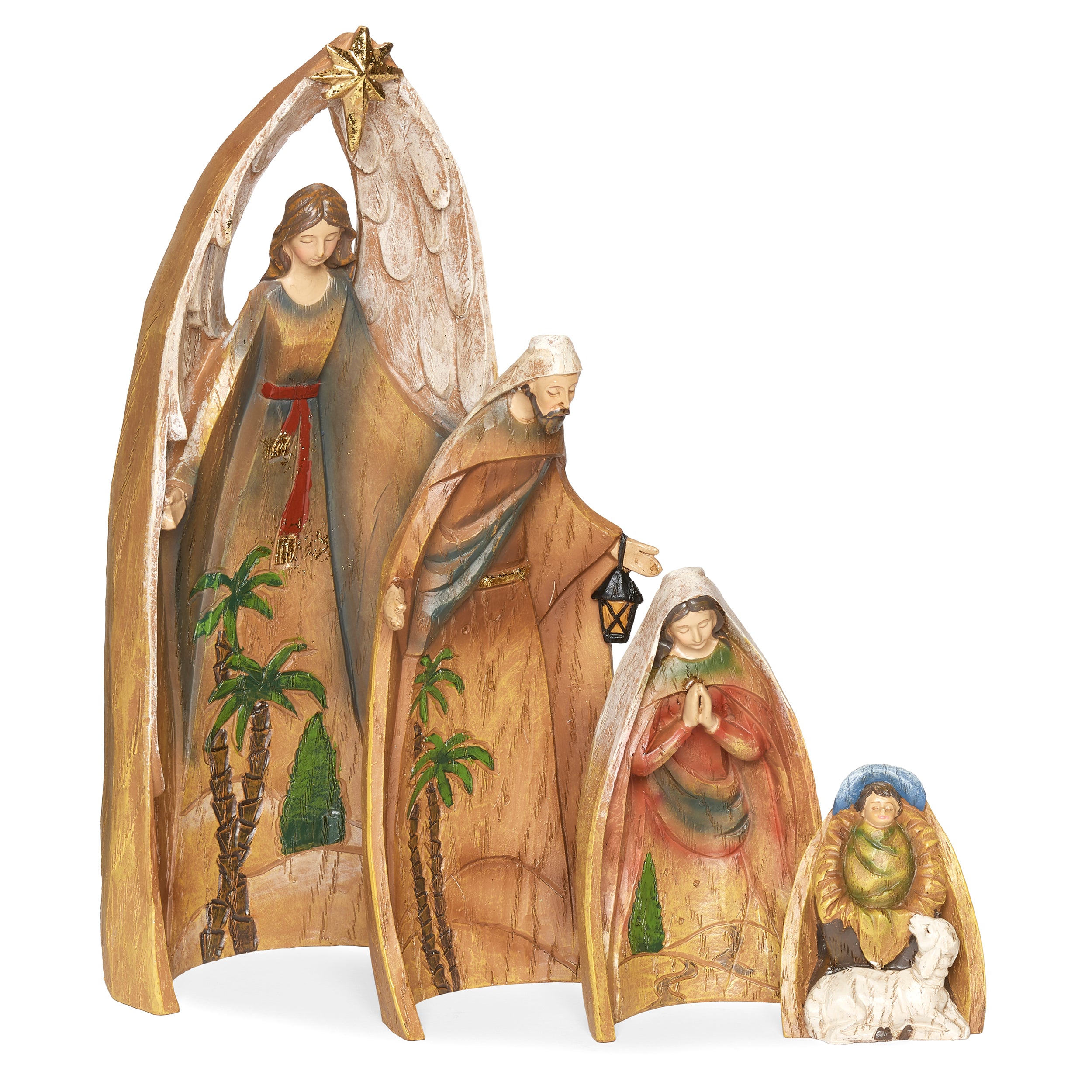 Nesting Angel and Holy Family Nativity Set