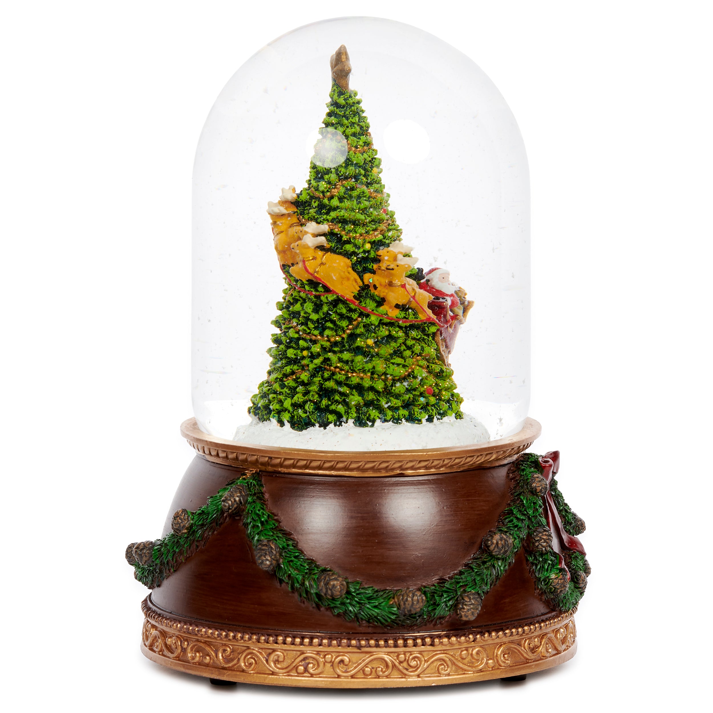 Glitterdome Santa Rotating Around Tree - "Up on the Housetop" Tune