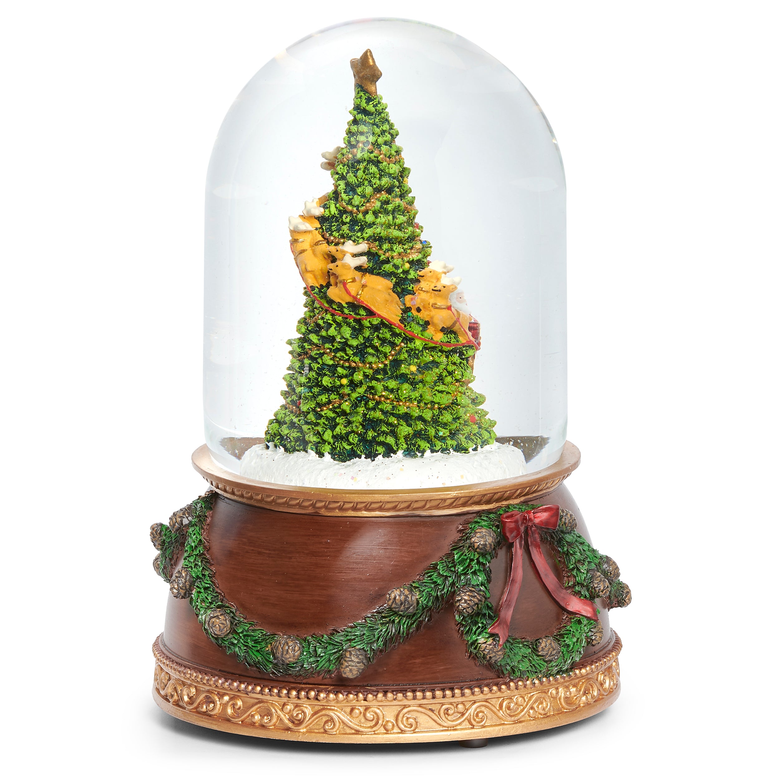 Glitterdome Santa Rotating Around Tree - "Up on the Housetop" Tune