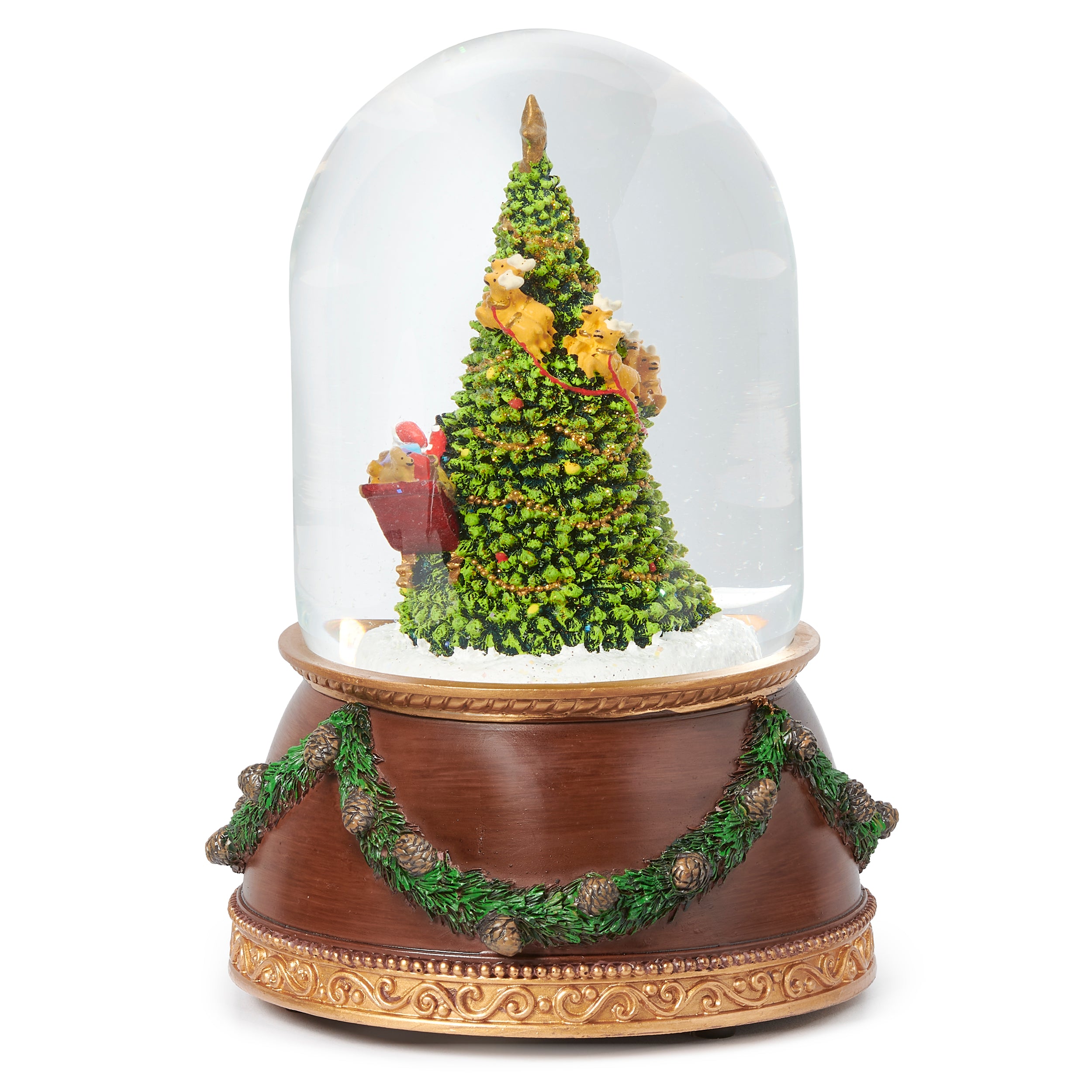 Glitterdome Santa Rotating Around Tree - "Up on the Housetop" Tune